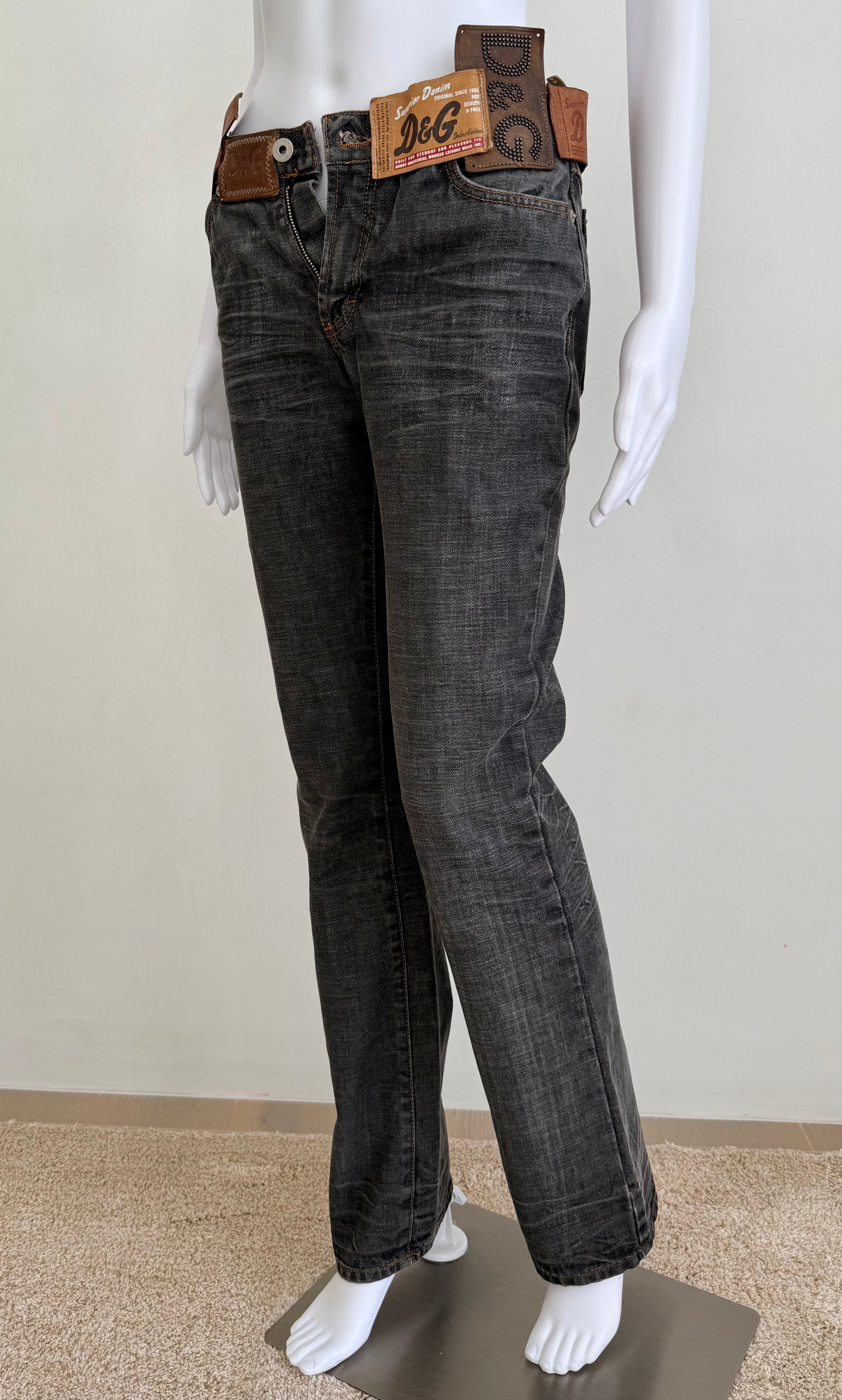Multi-Label Dark Grey Denim Jeans