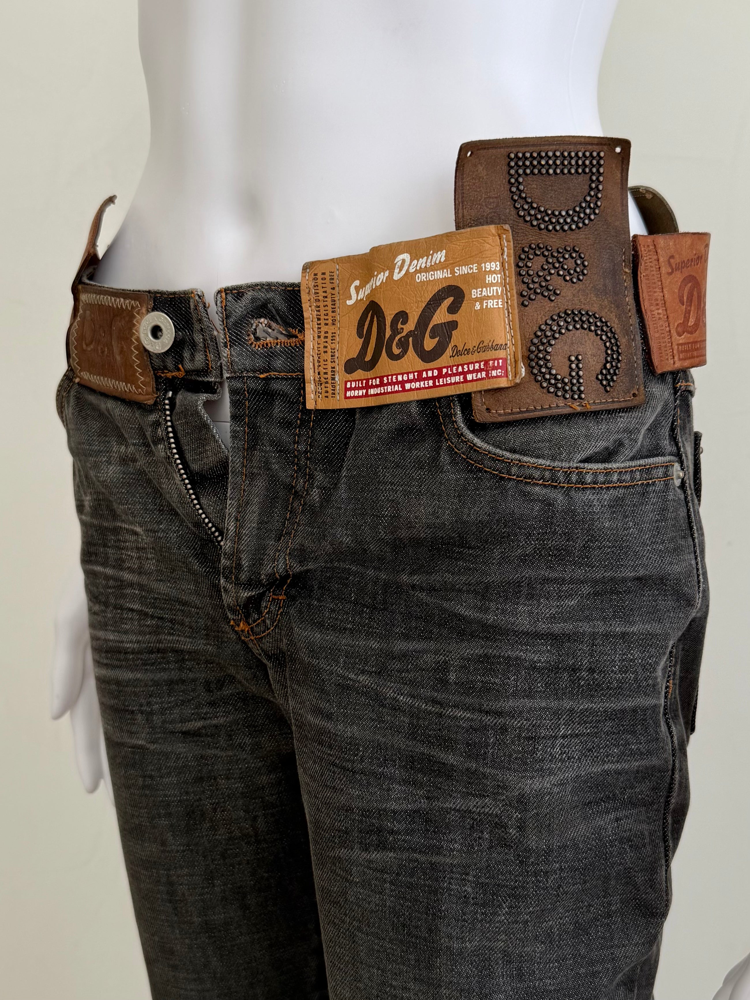 Multi-Label Dark Grey Denim Jeans