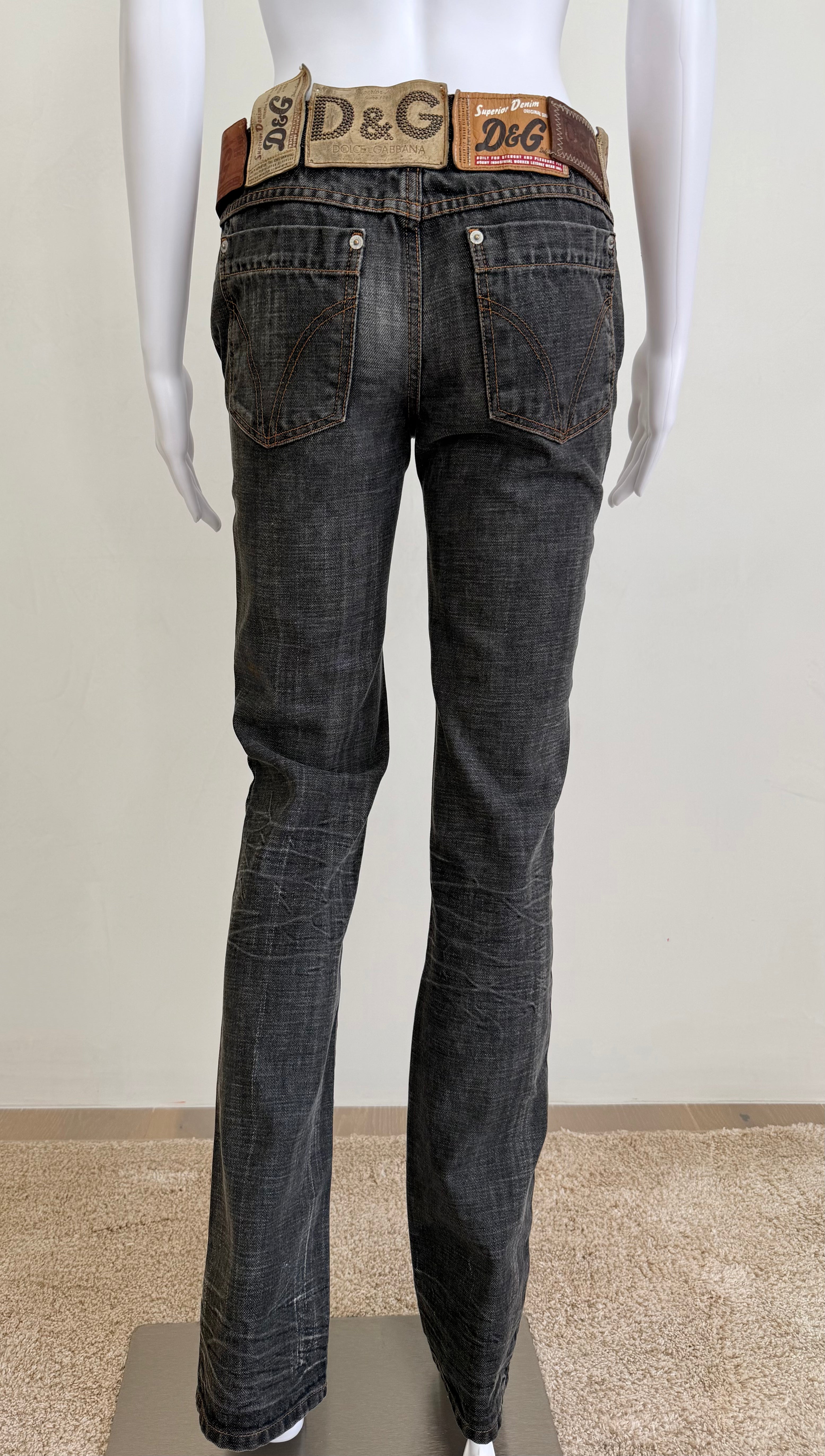 Multi-Label Dark Grey Denim Jeans