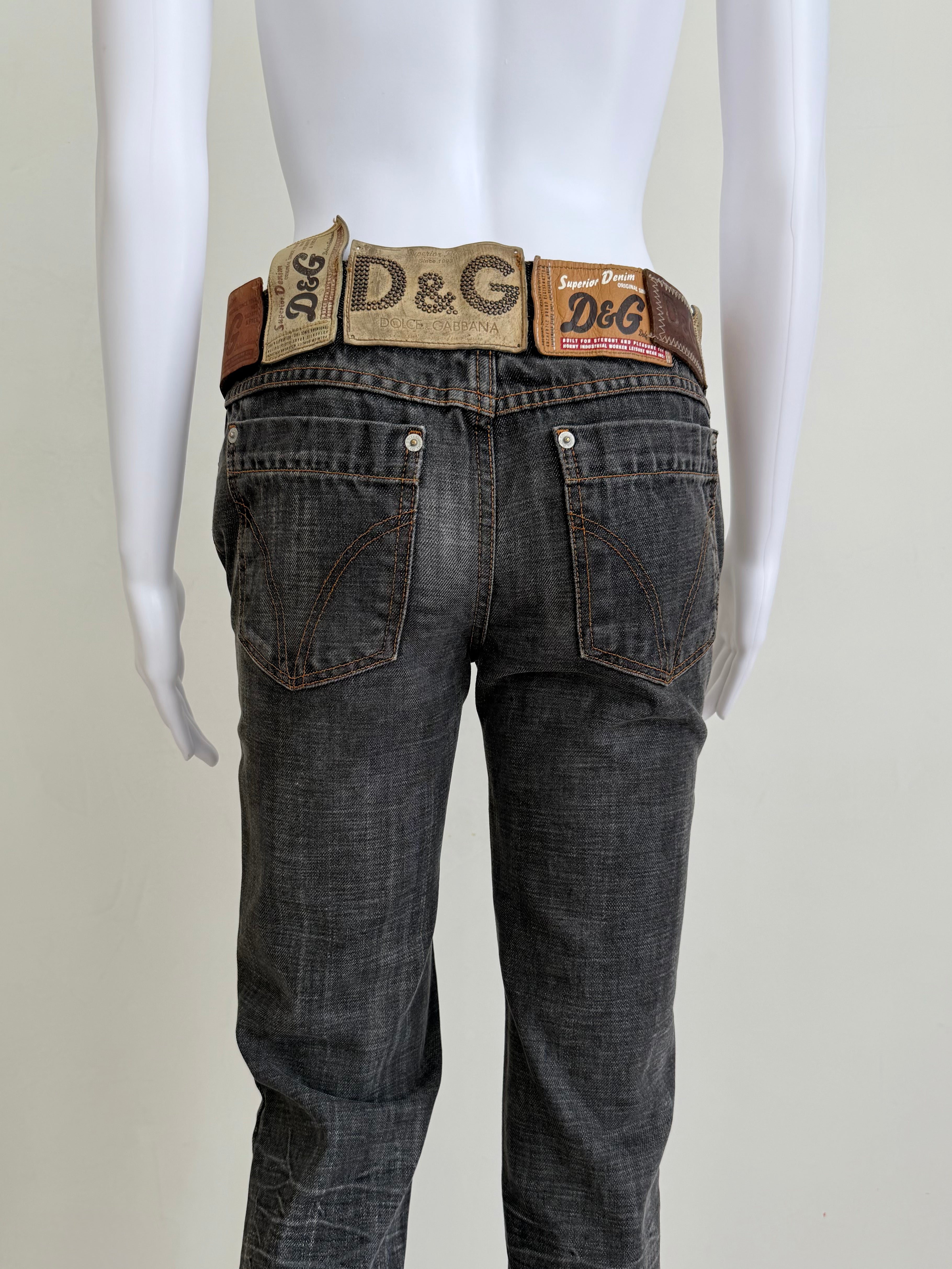 Multi-Label Dark Grey Denim Jeans