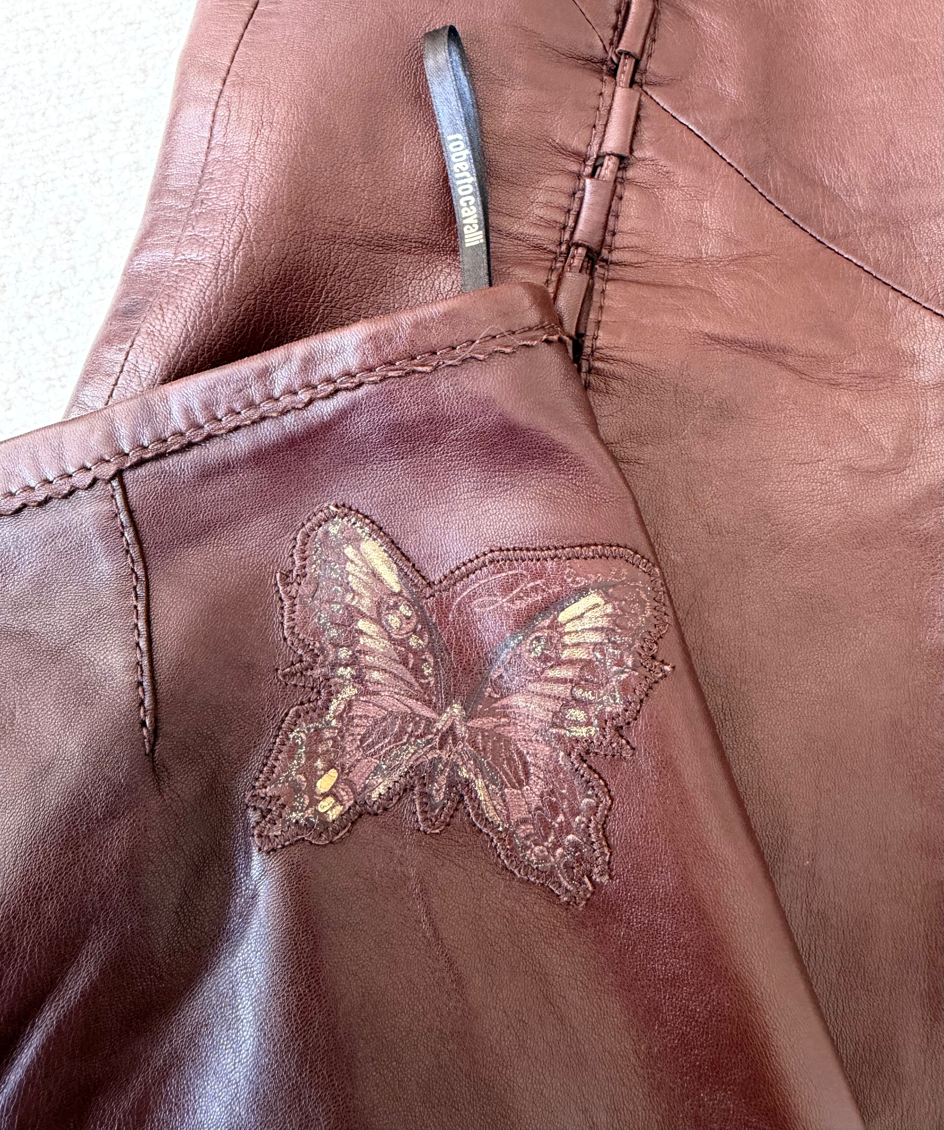 S/S 2004 Butterfly Lace-Up Brown Leather Pants