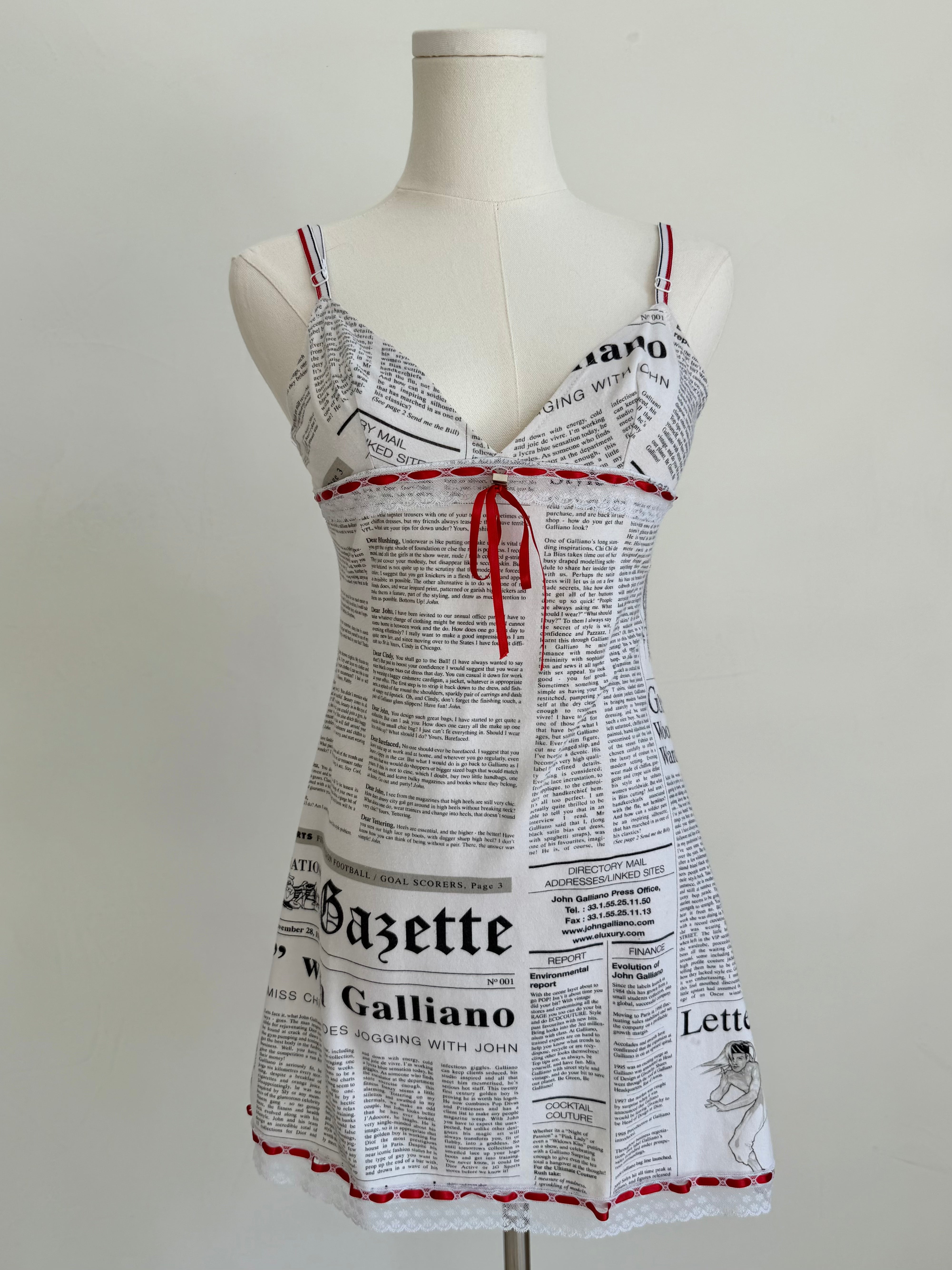 S/S 2006 White Newspaper “Gazette” Mini Dress