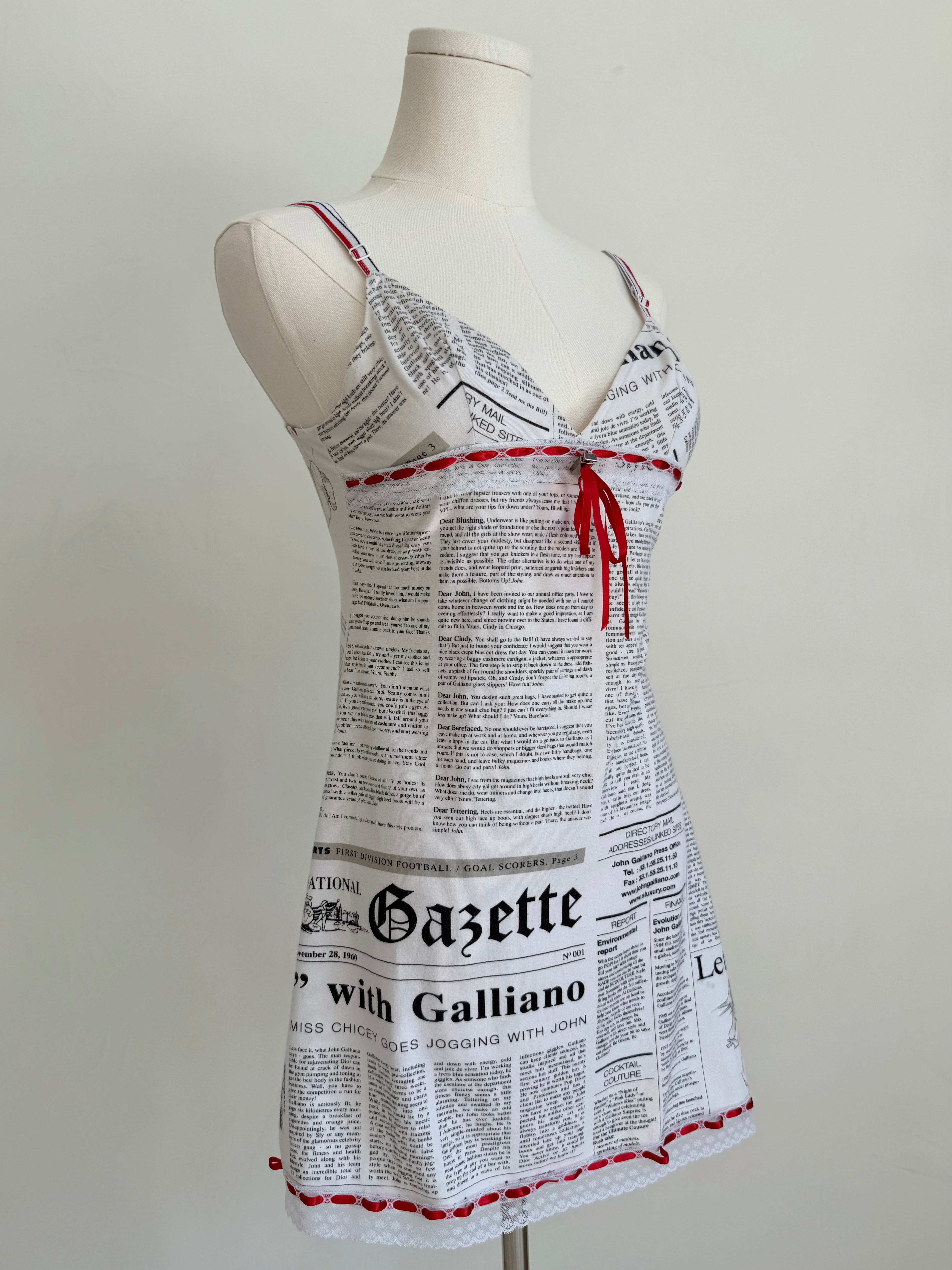 S/S 2006 White Newspaper “Gazette” Mini Dress