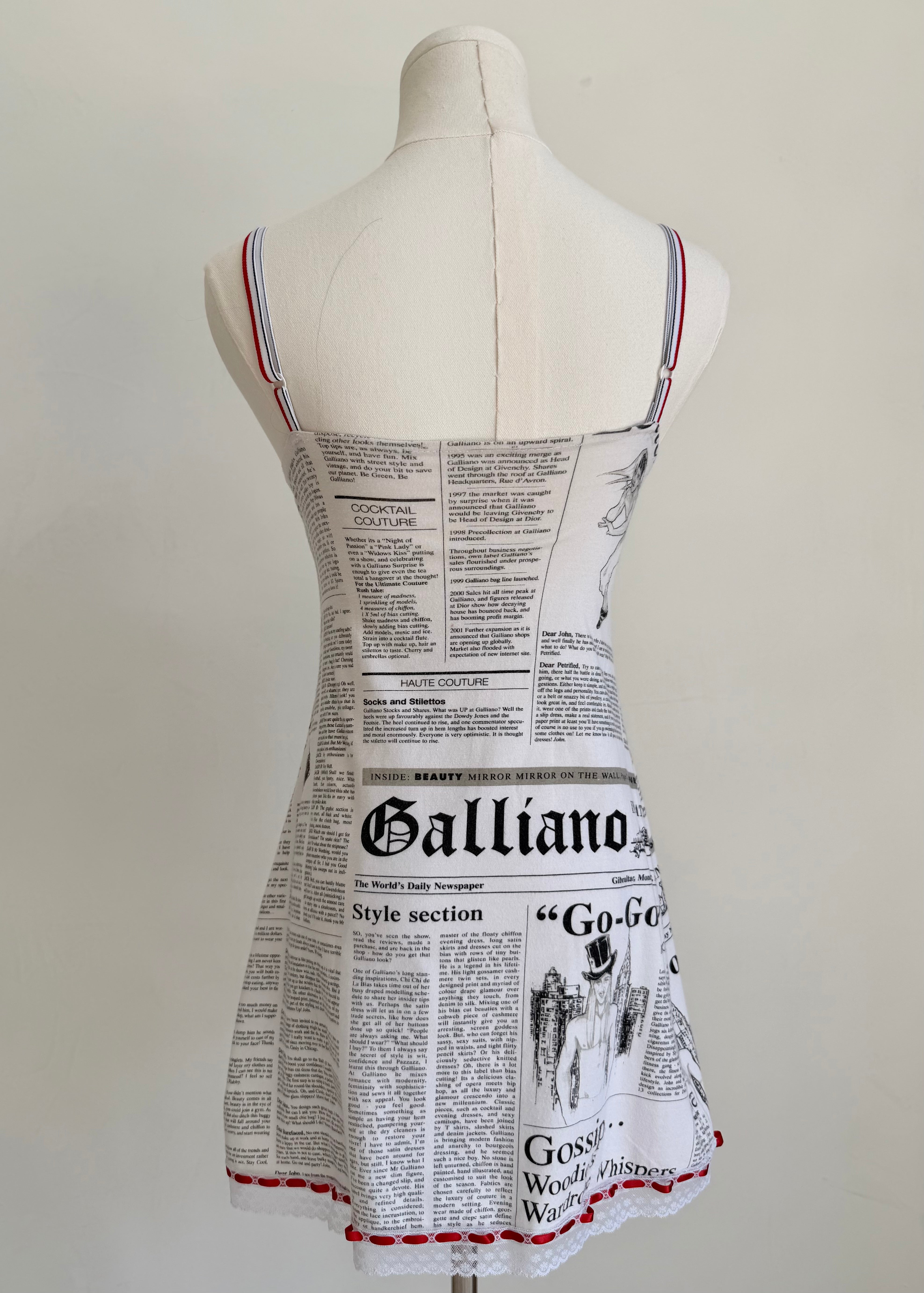 S/S 2006 White Newspaper “Gazette” Mini Dress