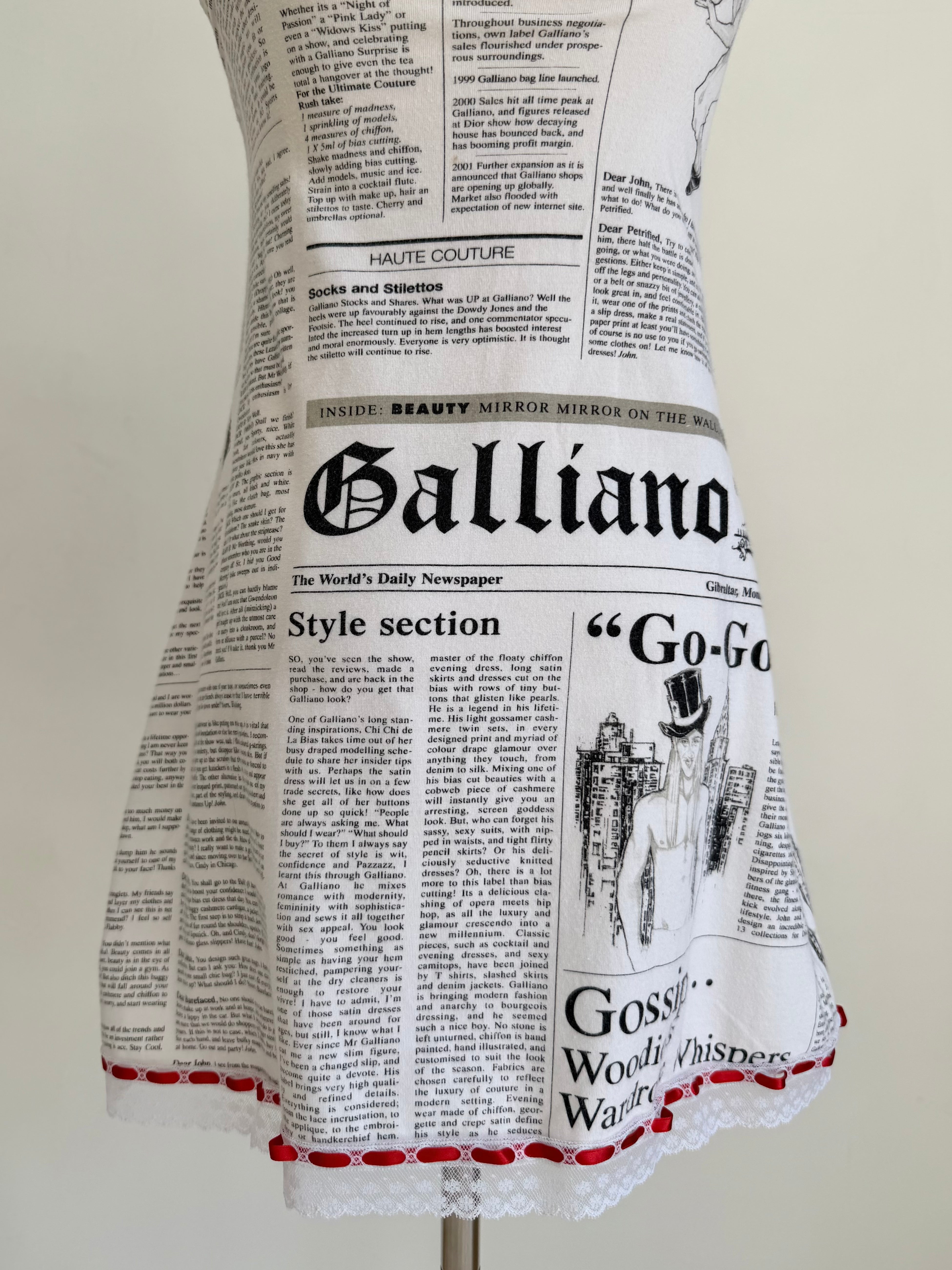 S/S 2006 White Newspaper “Gazette” Mini Dress