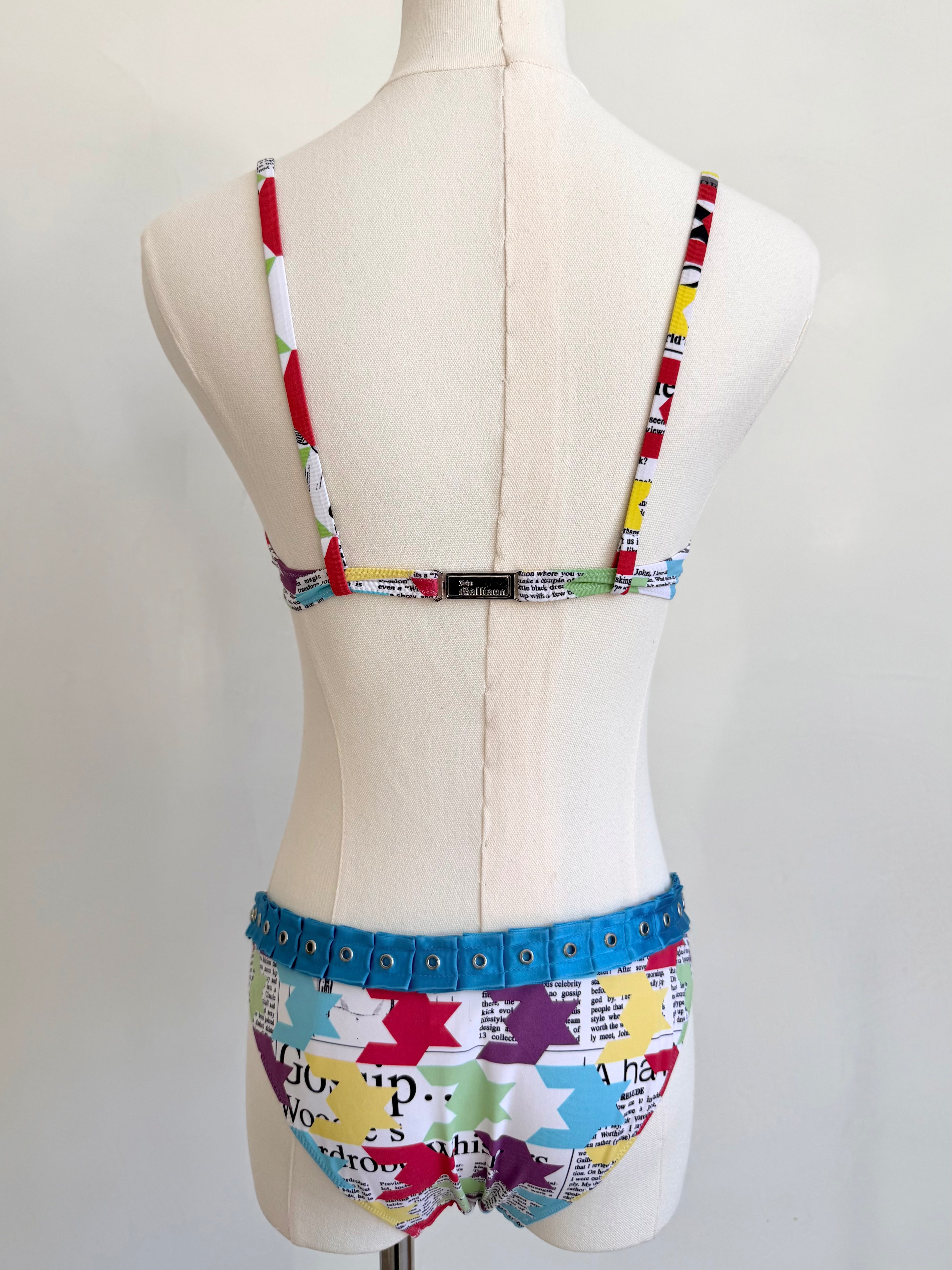 Multicolor Newspaper Collage Bikini Set