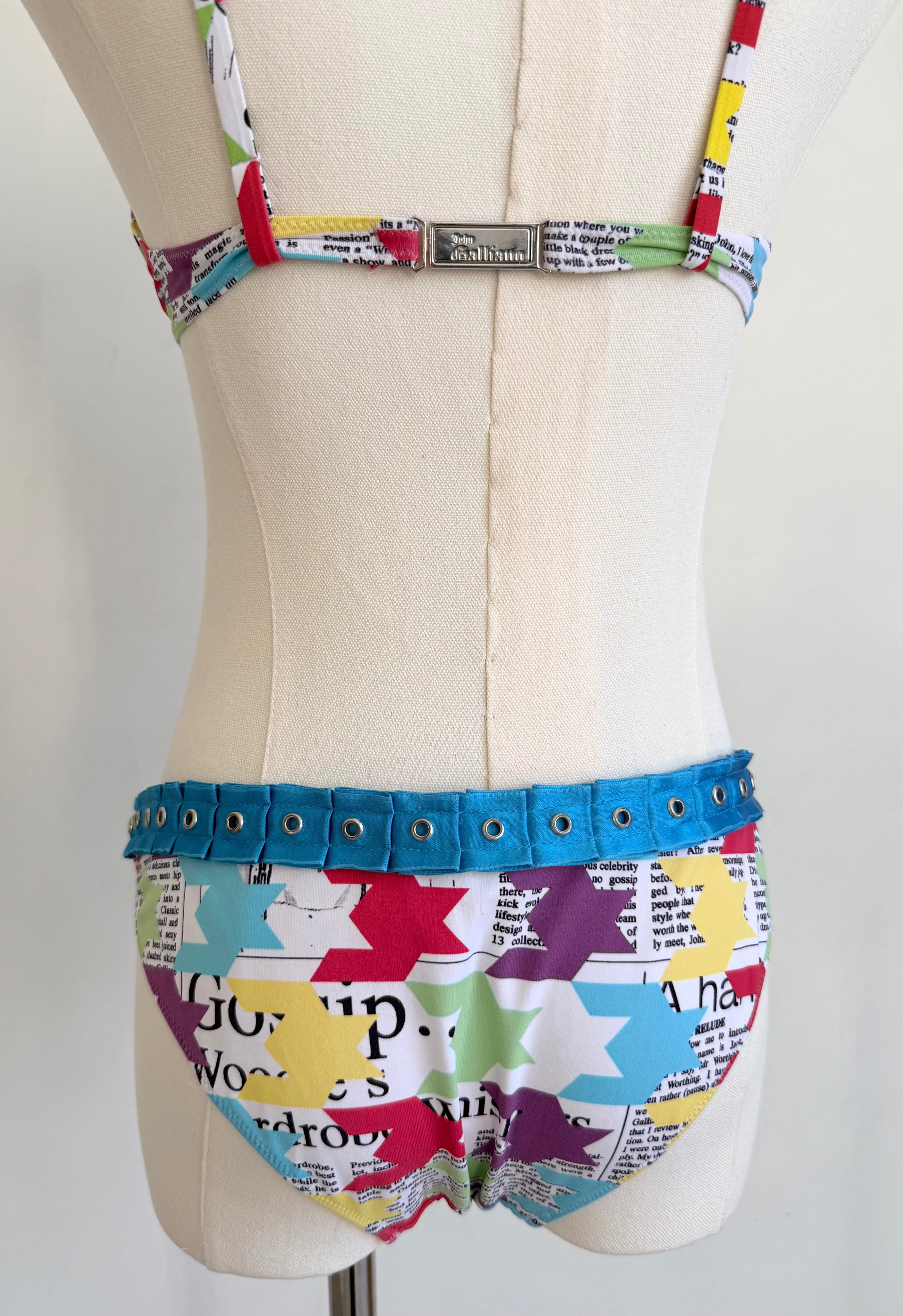 Multicolor Newspaper Collage Bikini Set