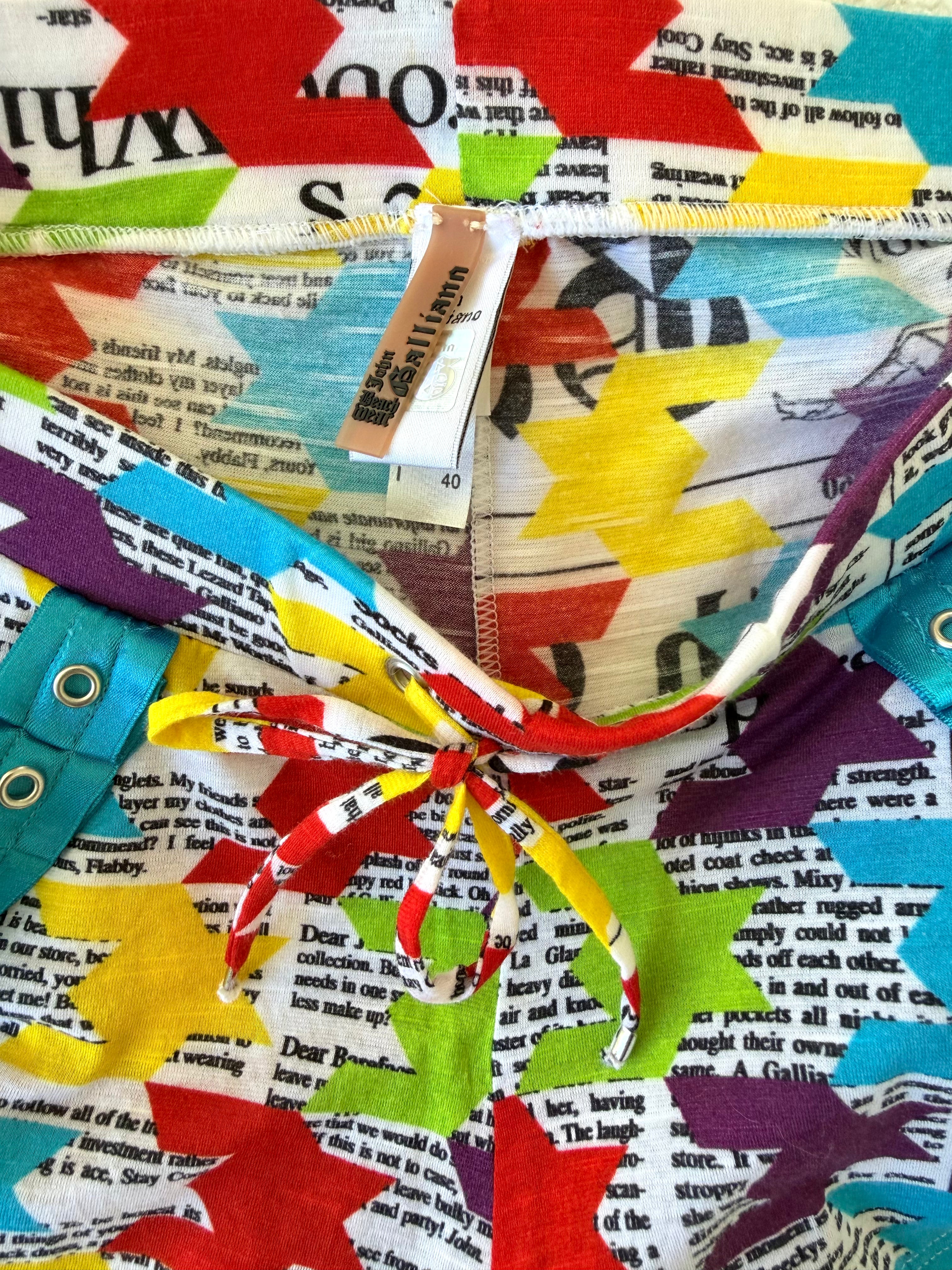 Multicolor Newspaper Collage Shorts