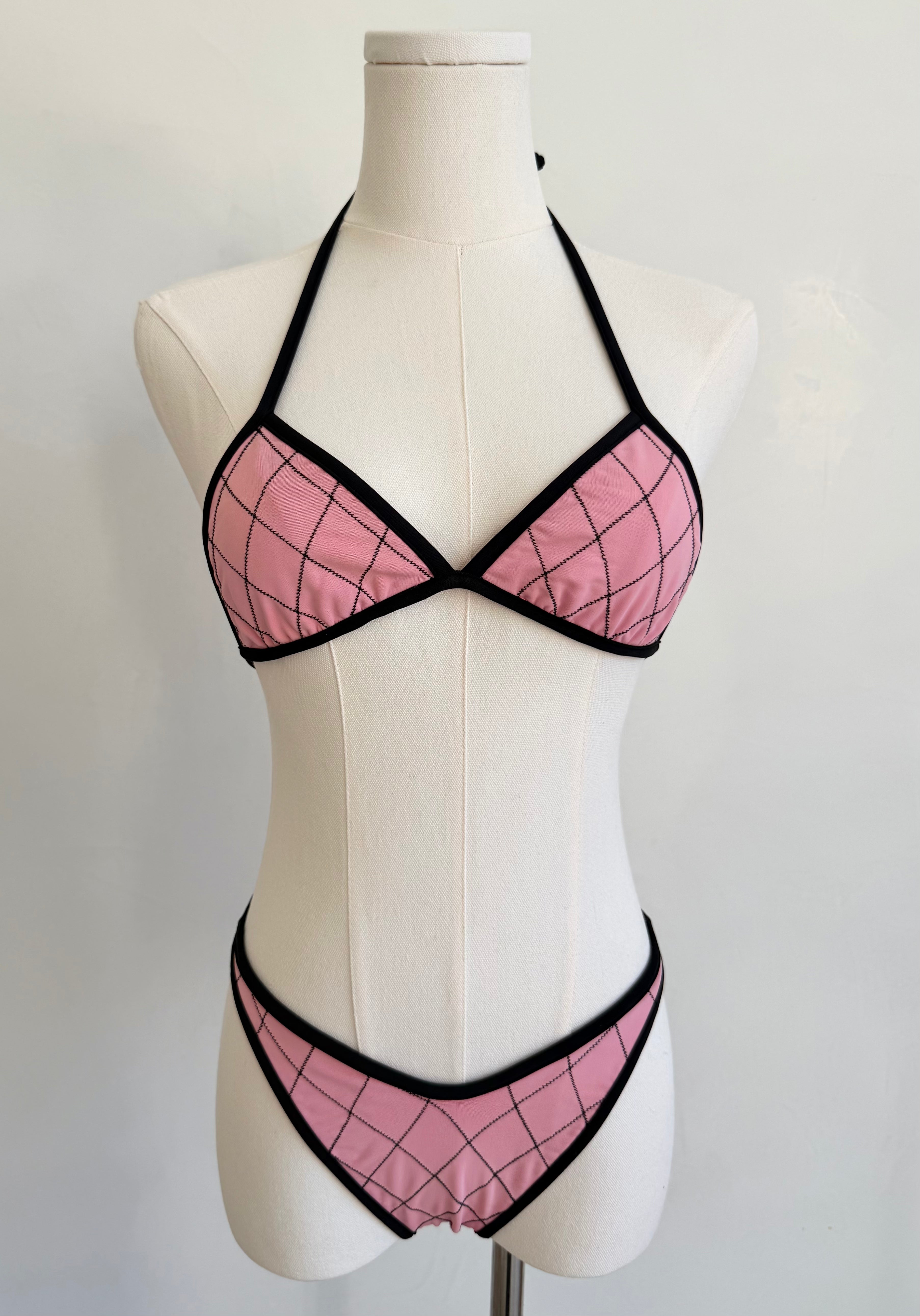 S/S 1995 Pink Quilted Bikini Set
