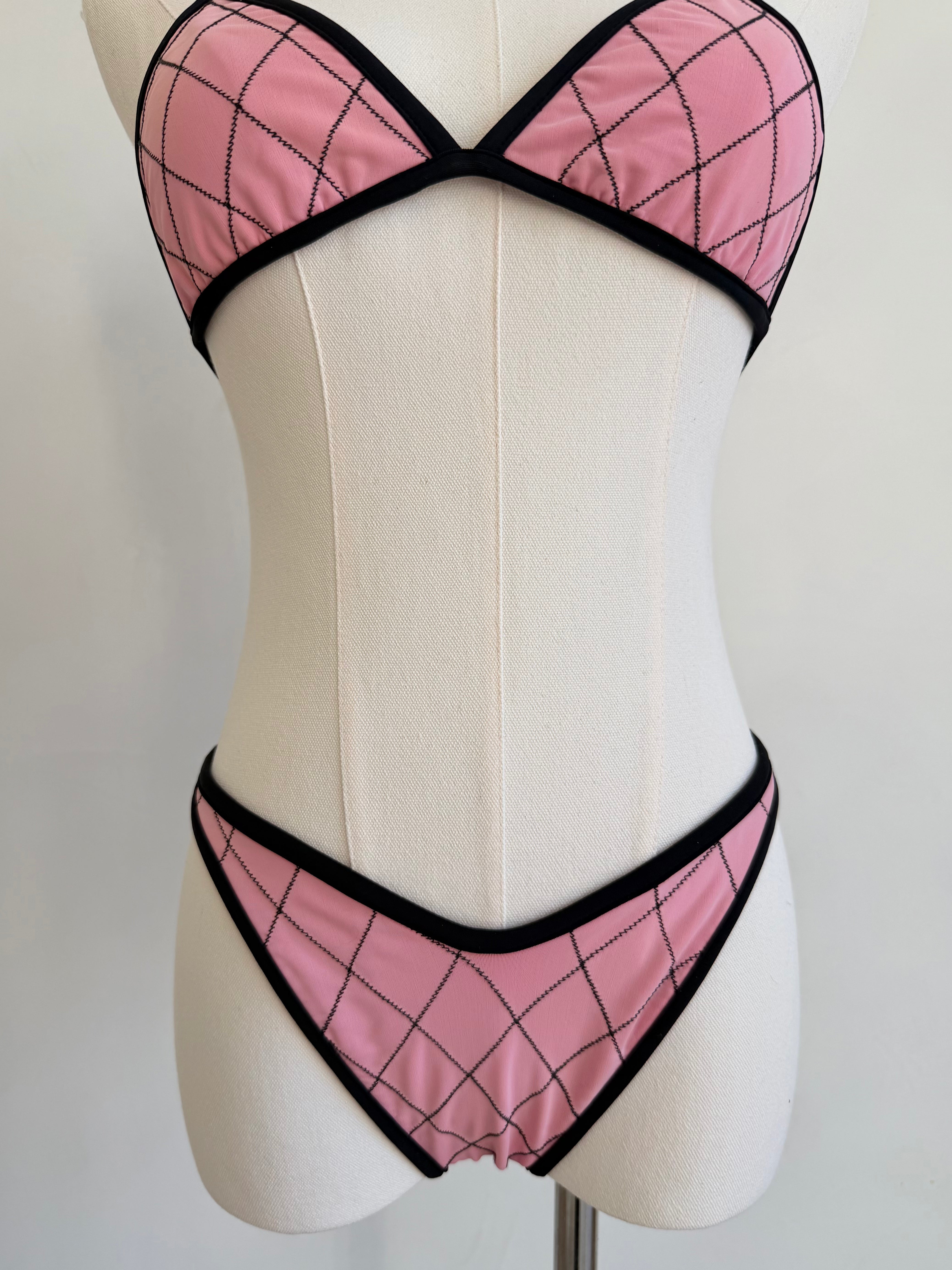 S/S 1995 Pink Quilted Bikini Set