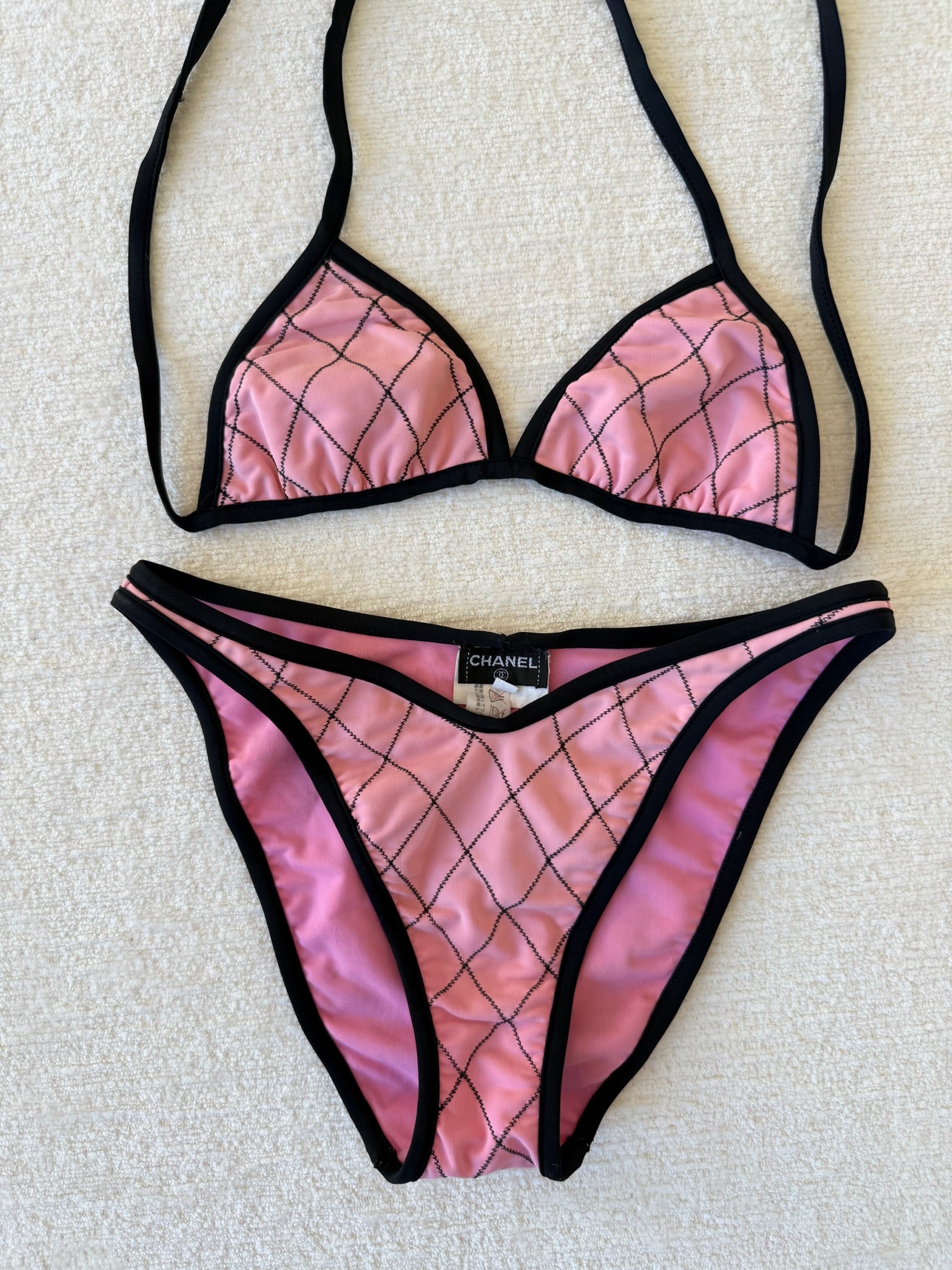 S/S 1995 Pink Quilted Bikini Set