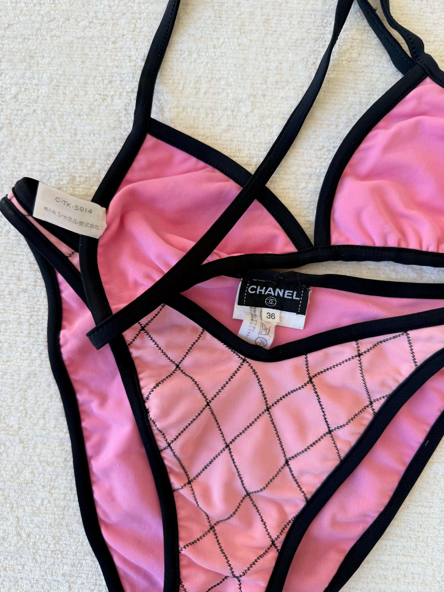 S/S 1995 Pink Quilted Bikini Set