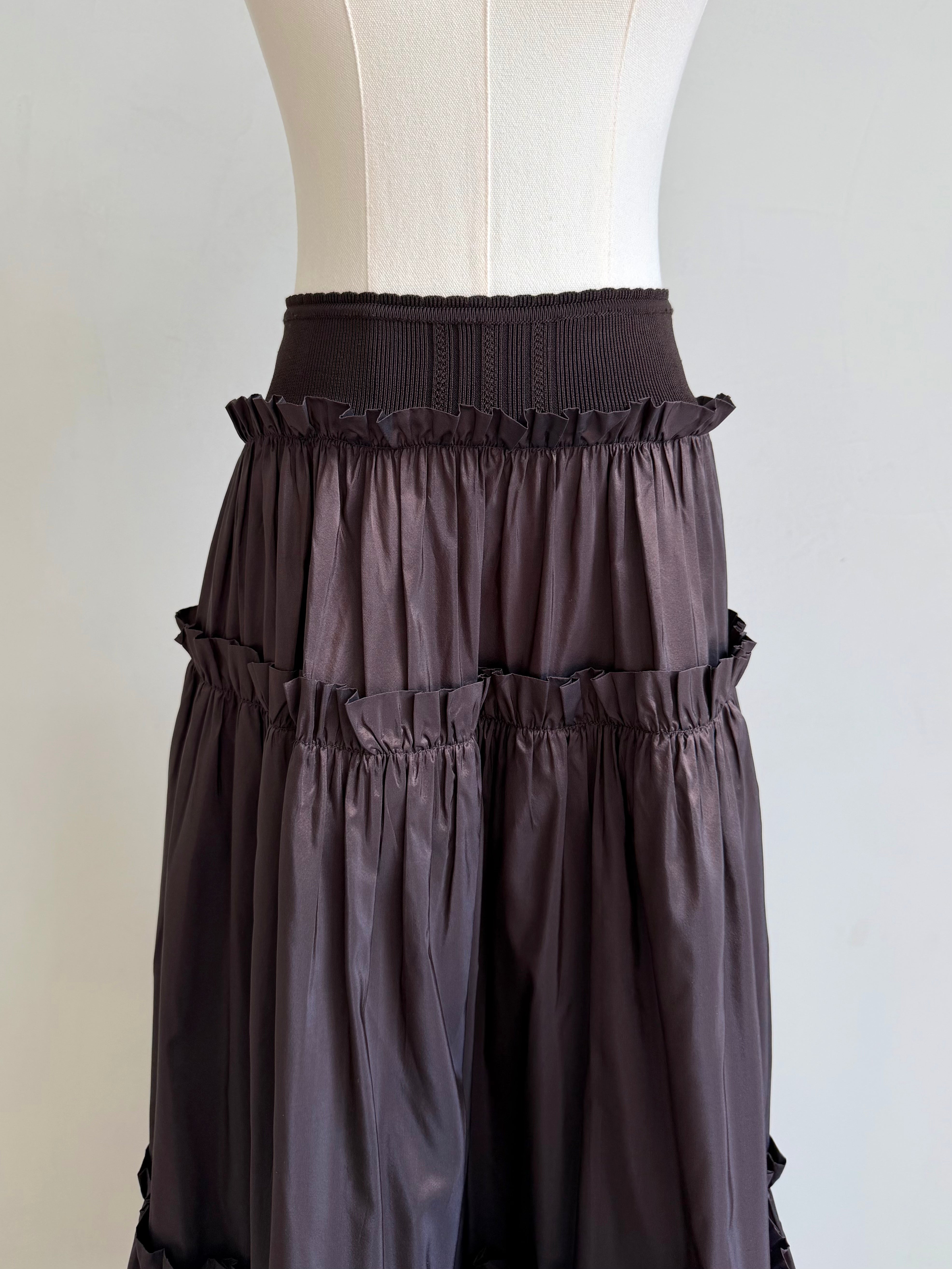 S/S 2005 Brown Tiered Ruffle Maxi Skirt