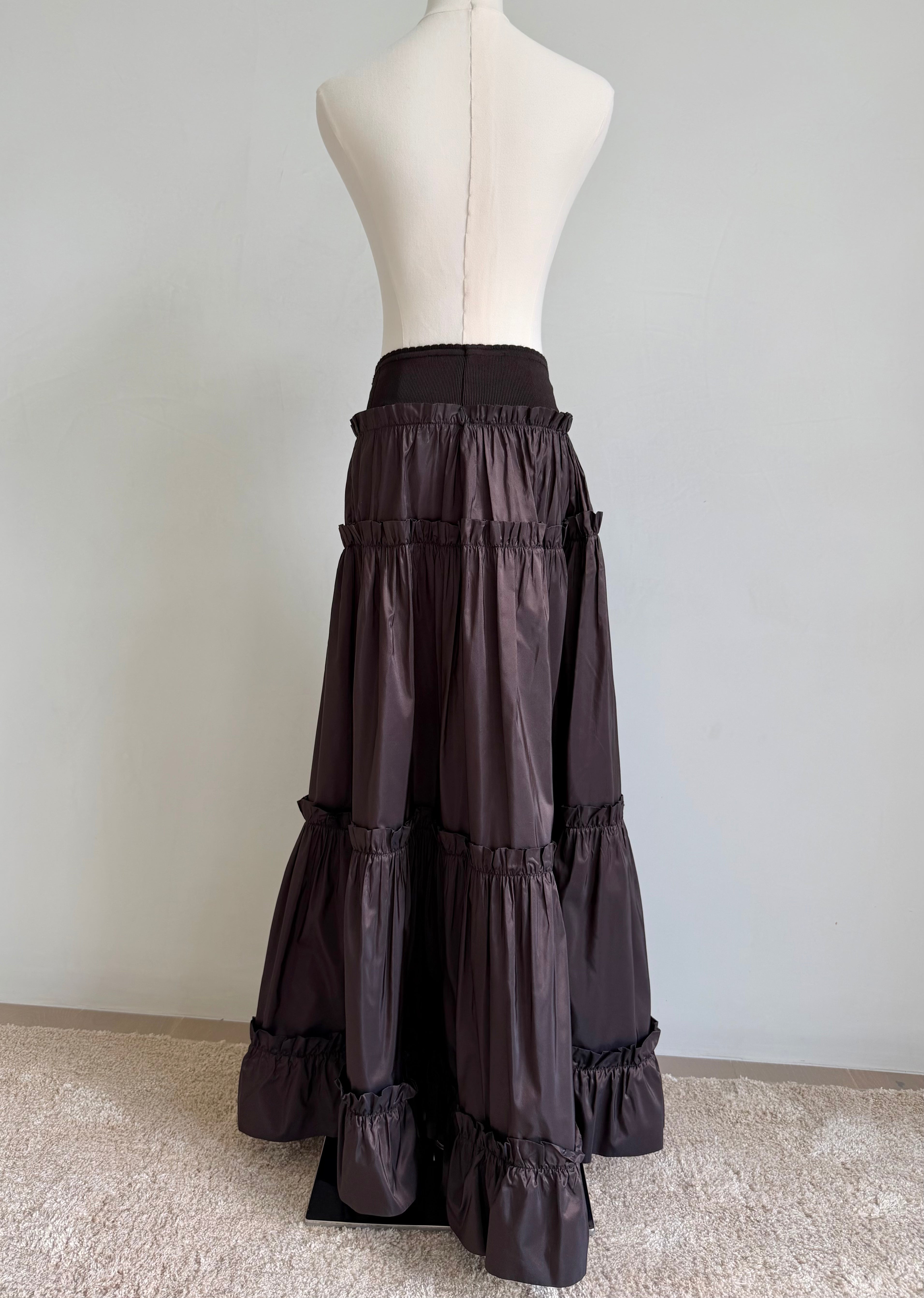 S/S 2005 Brown Tiered Ruffle Maxi Skirt