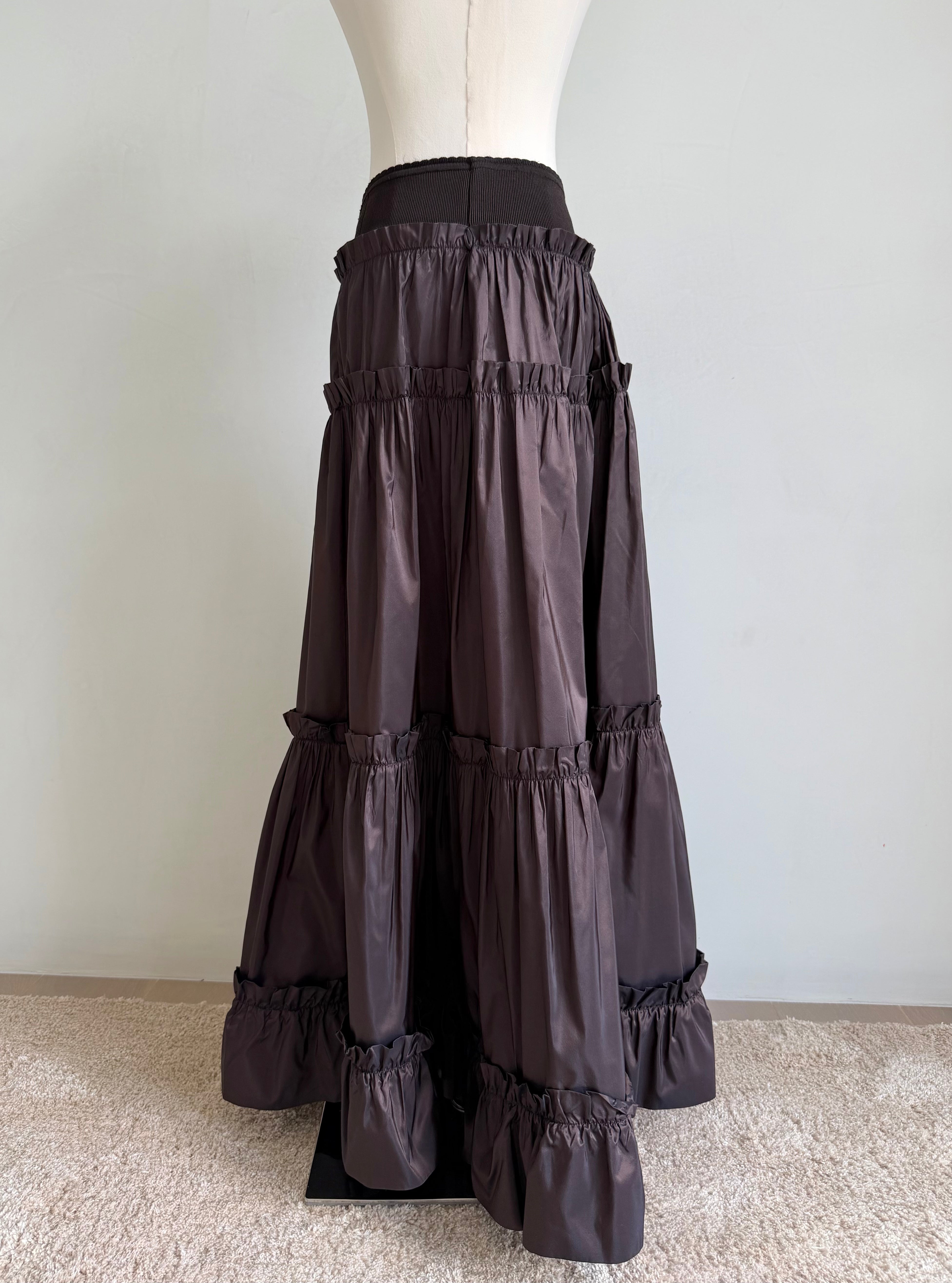 S/S 2005 Brown Tiered Ruffle Maxi Skirt