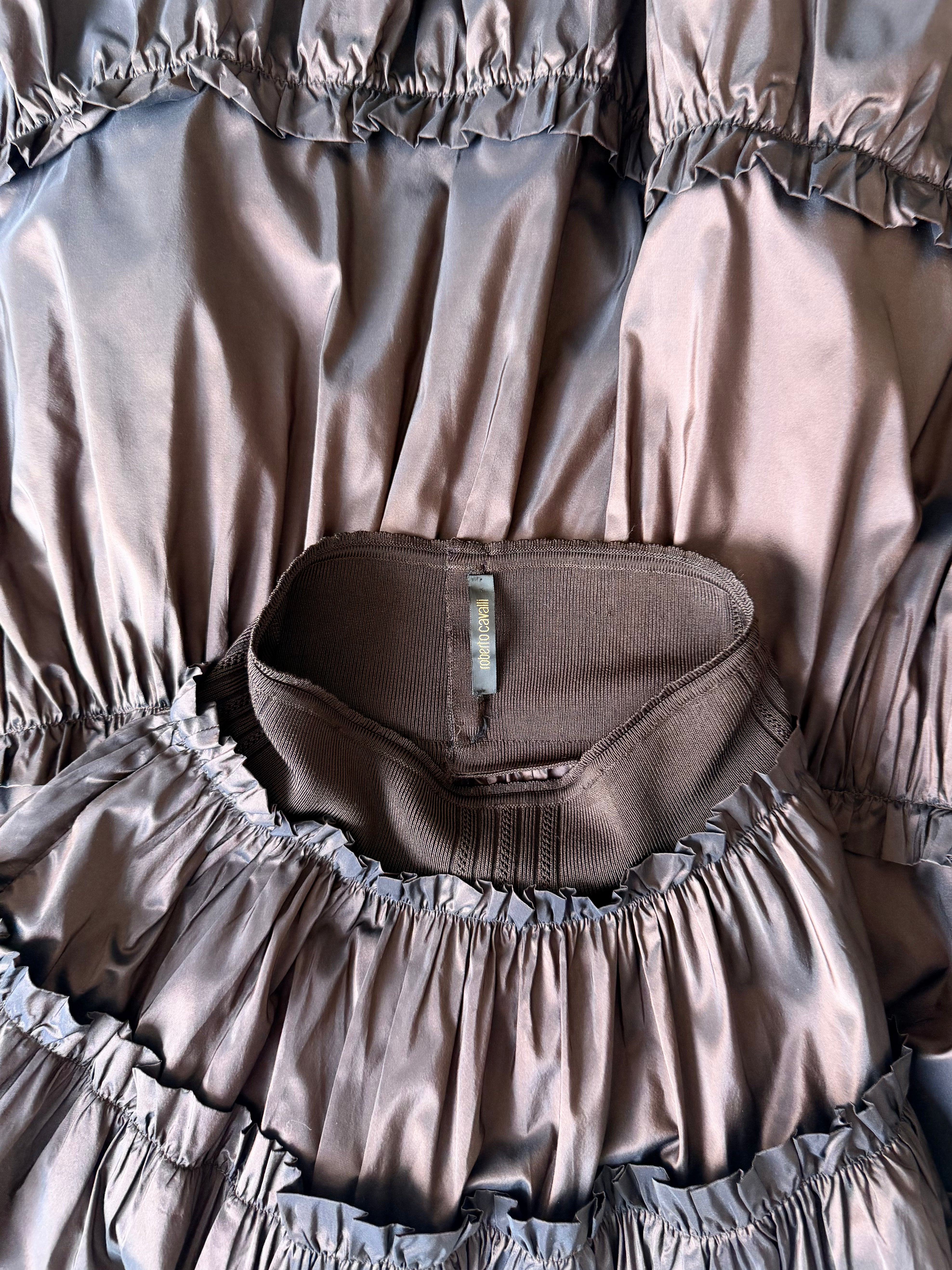 S/S 2005 Brown Tiered Ruffle Maxi Skirt