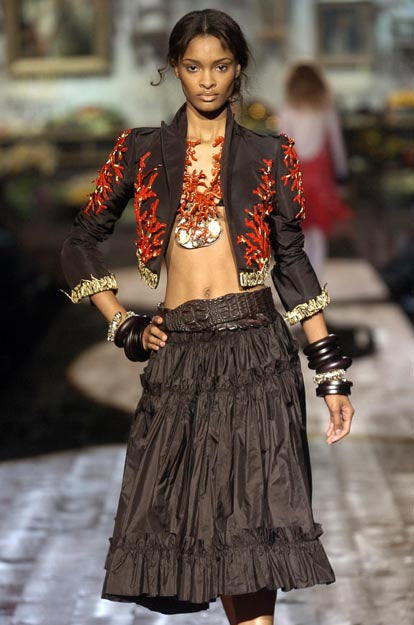 S/S 2005 Brown Tiered Ruffle Maxi Skirt