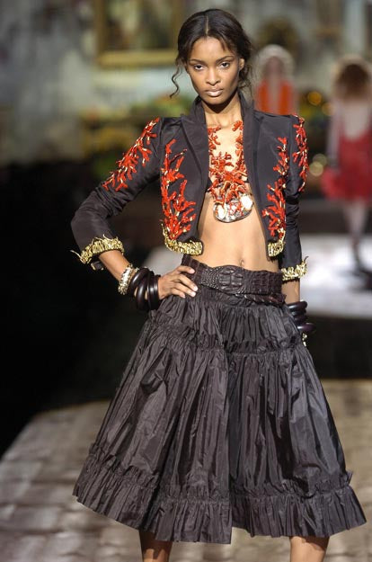 S/S 2005 Brown Tiered Ruffle Maxi Skirt