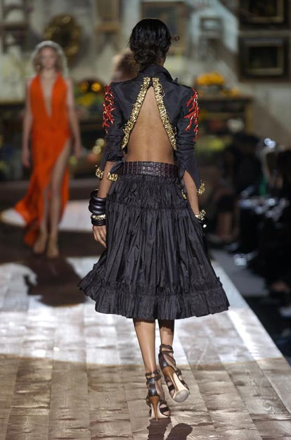 S/S 2005 Brown Tiered Ruffle Maxi Skirt