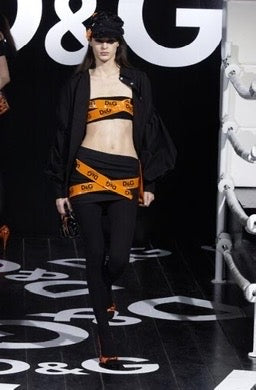 S/S 2001 Black & Orange Logo Tape Skirt