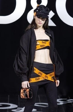 S/S 2001 Black & Orange Logo Tape Skirt