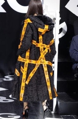 S/S 2001 Black & Orange Logo Tape Skirt