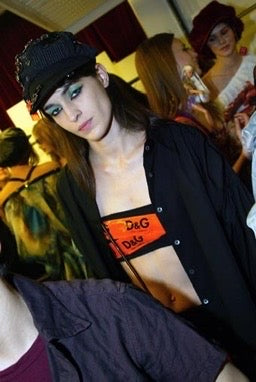 S/S 2001 Black & Orange Logo Tape Skirt