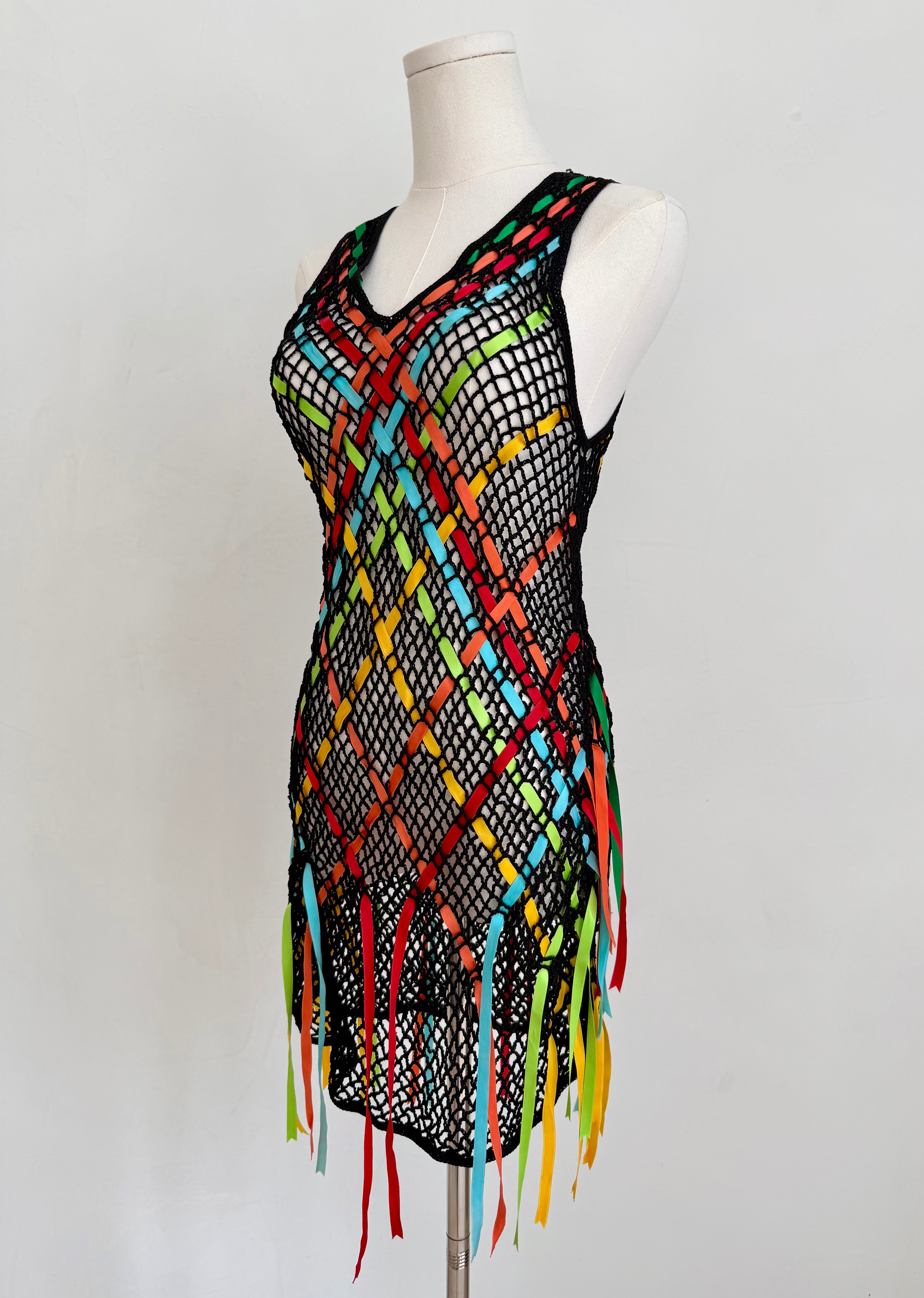 Black Crochet Ribbon Dress