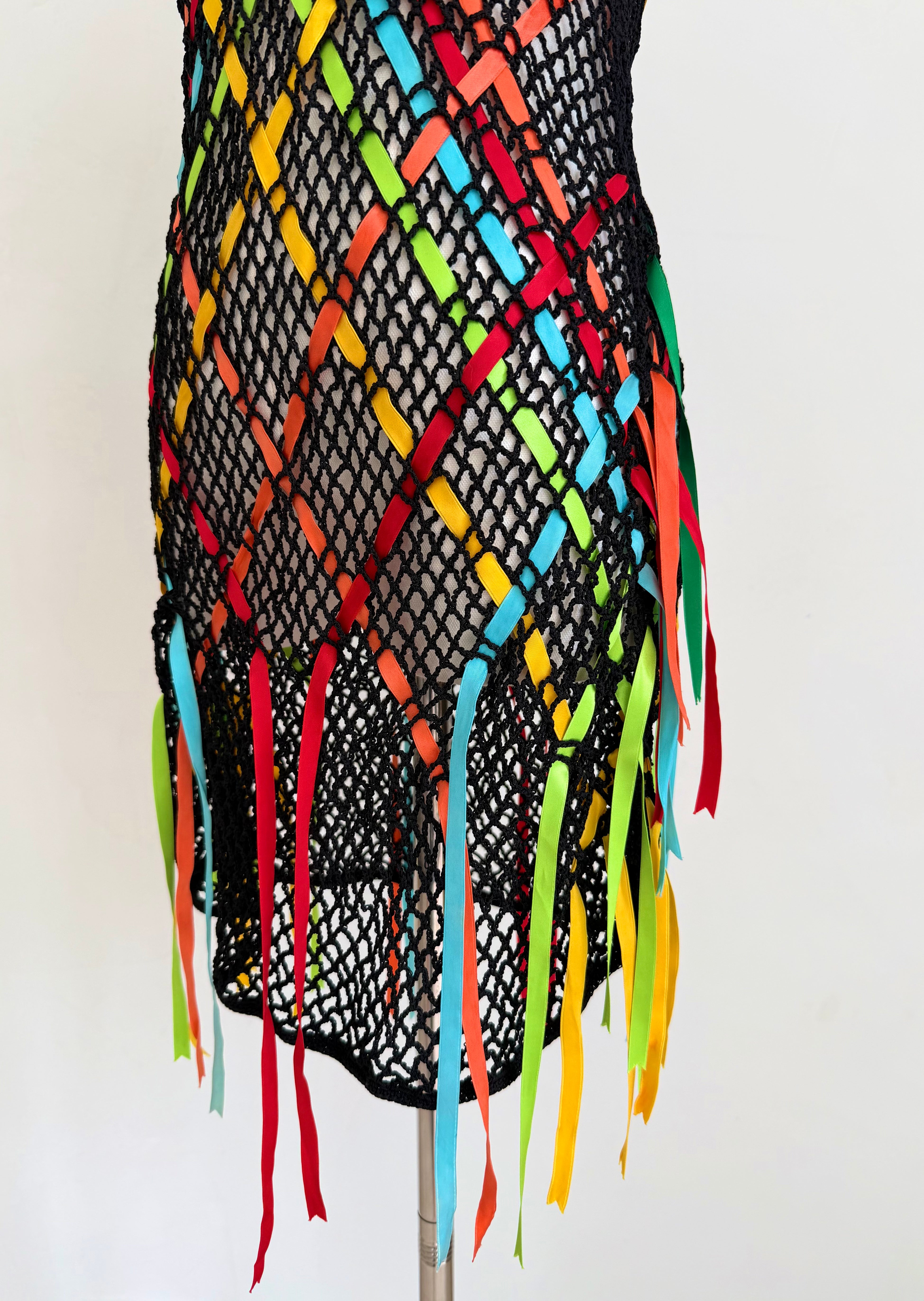 Black Crochet Ribbon Dress