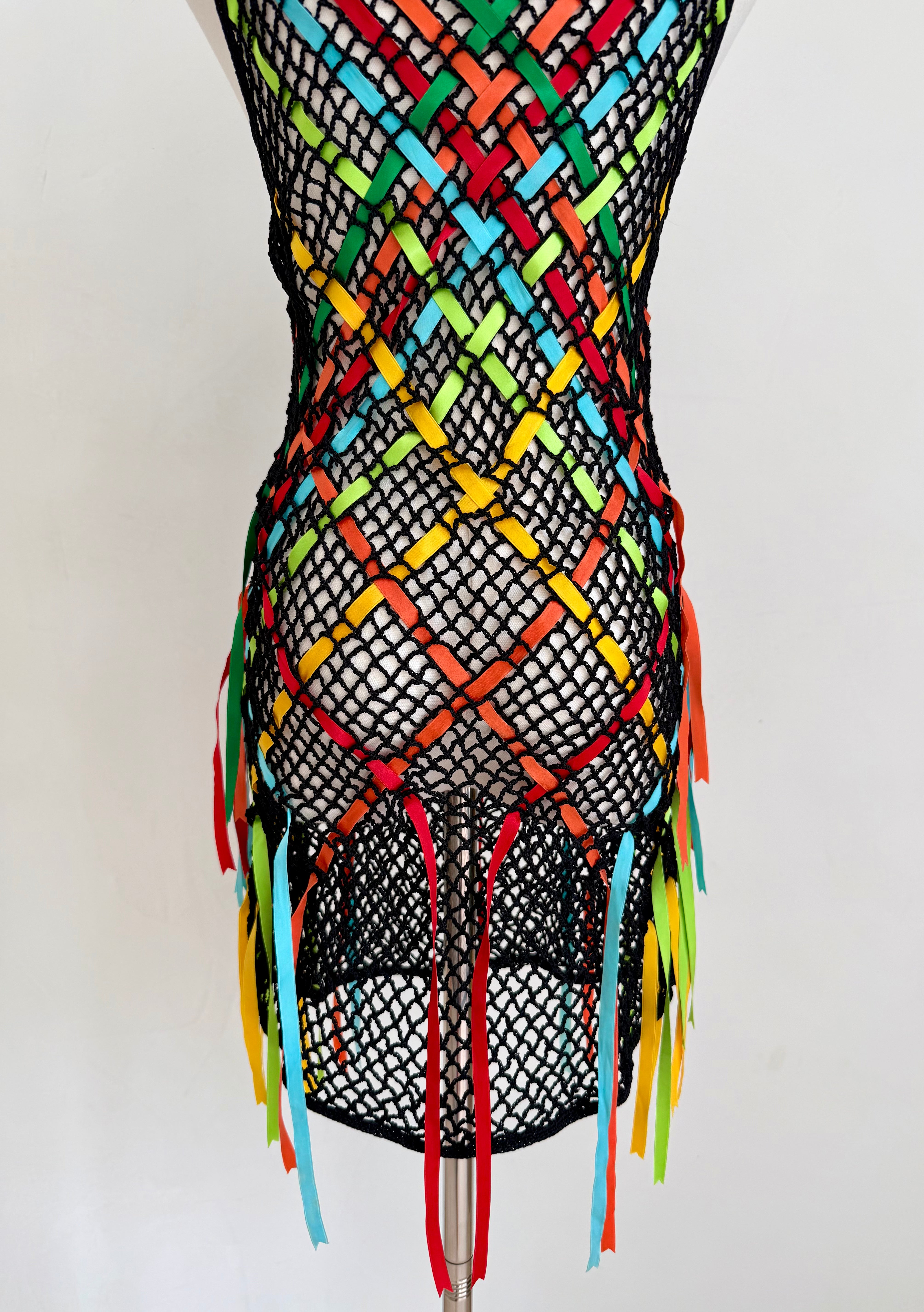 Black Crochet Ribbon Dress