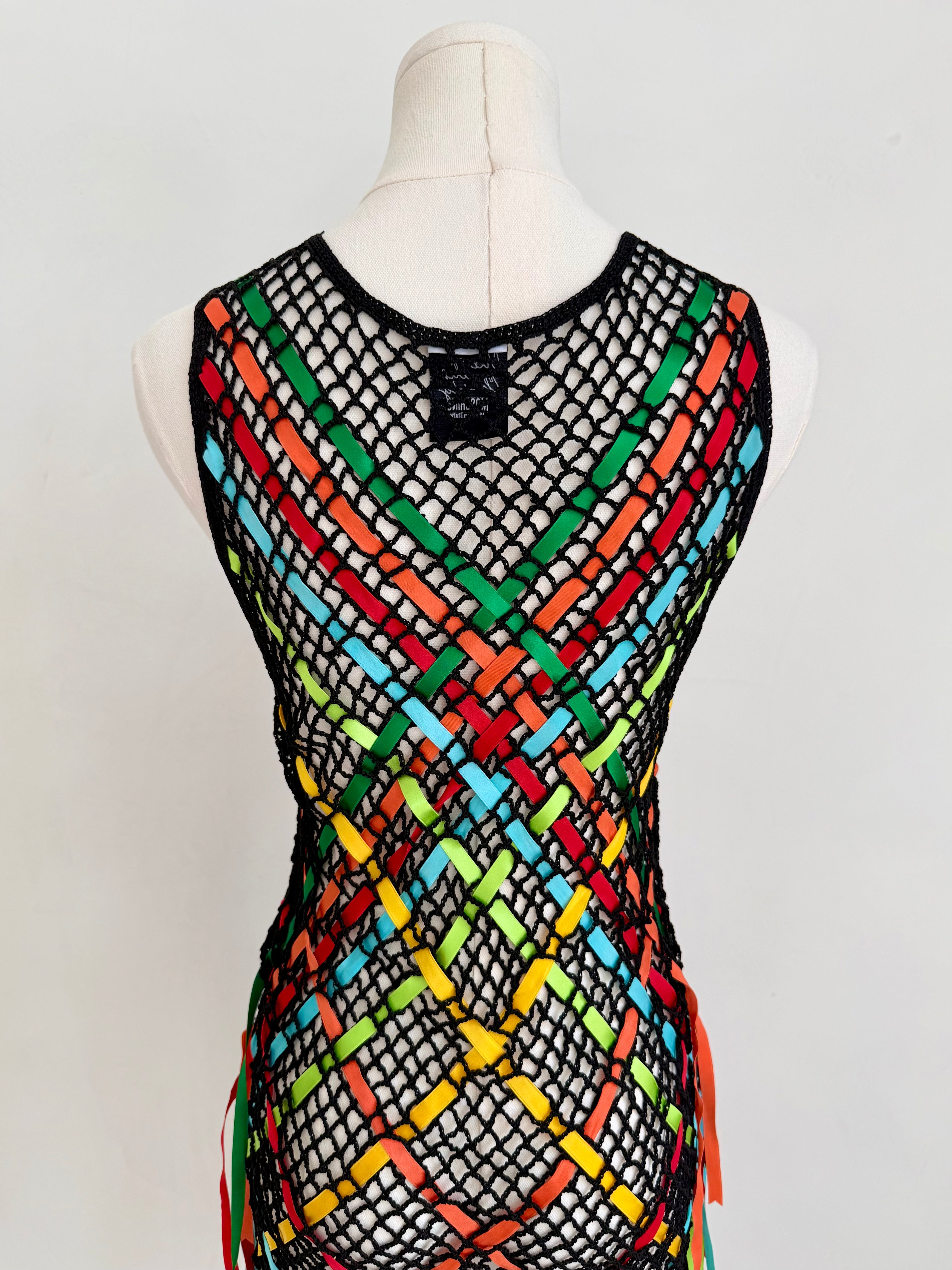 Black Crochet Ribbon Dress