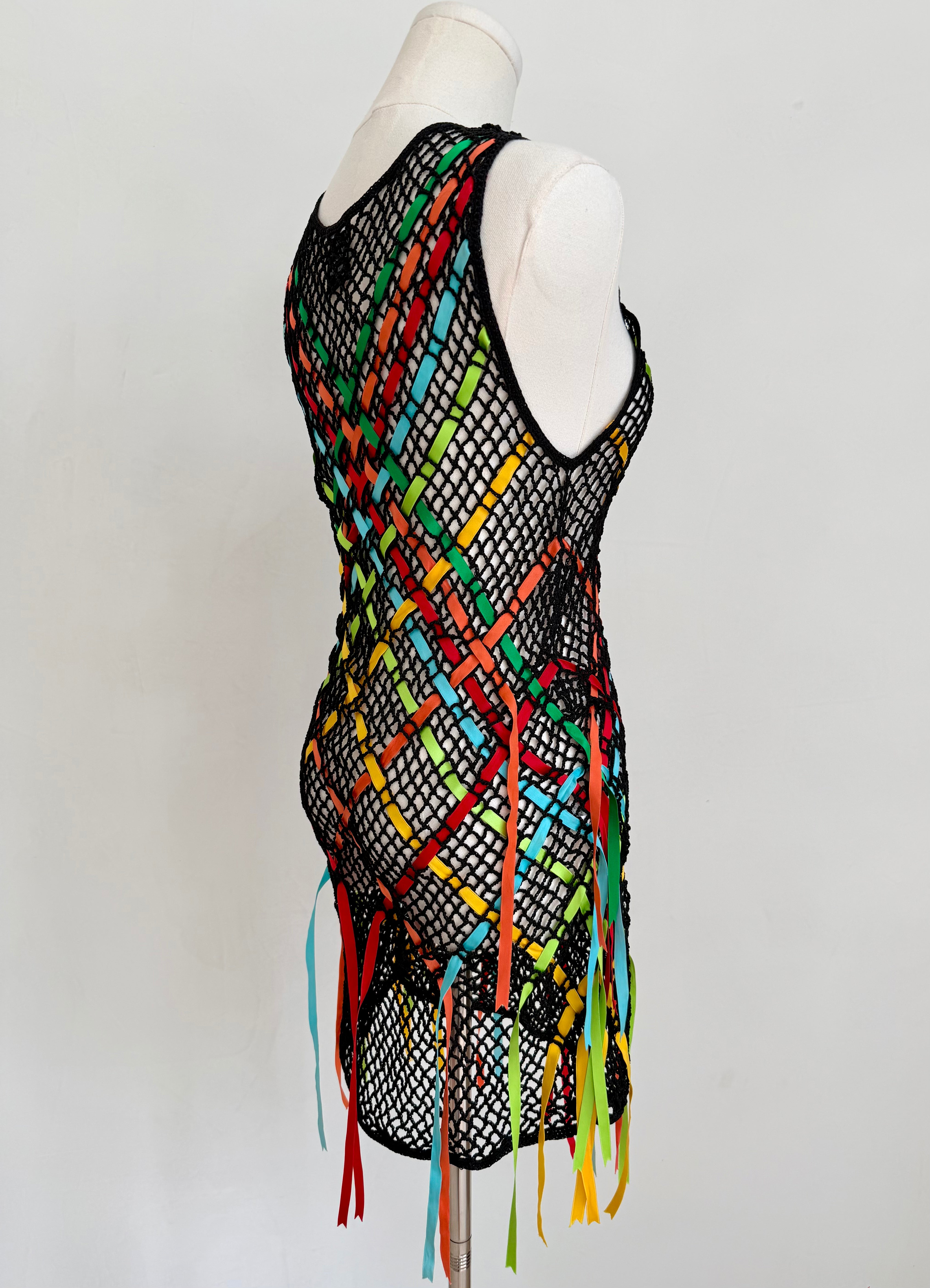 Black Crochet Ribbon Dress
