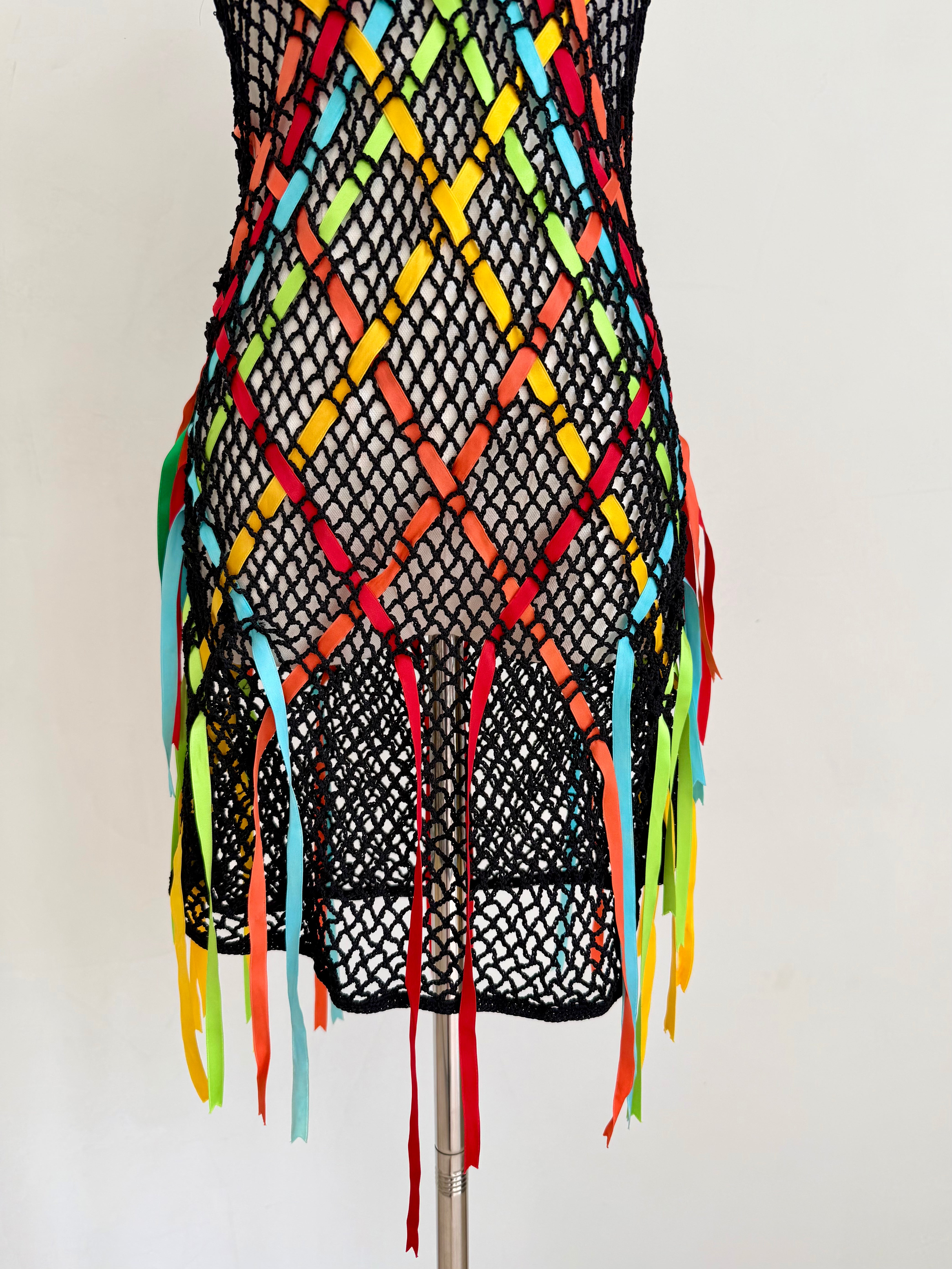 Black Crochet Ribbon Dress