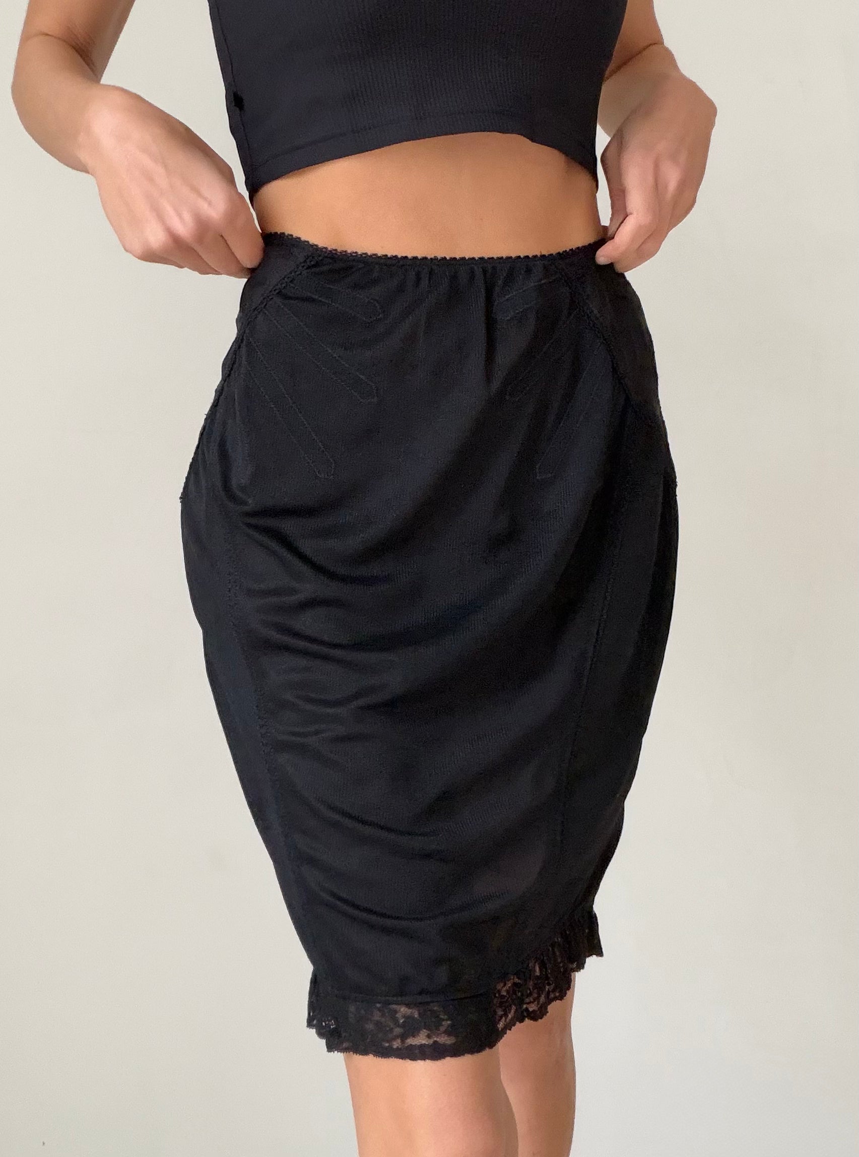 Black Lace Trim Sheer Skirt