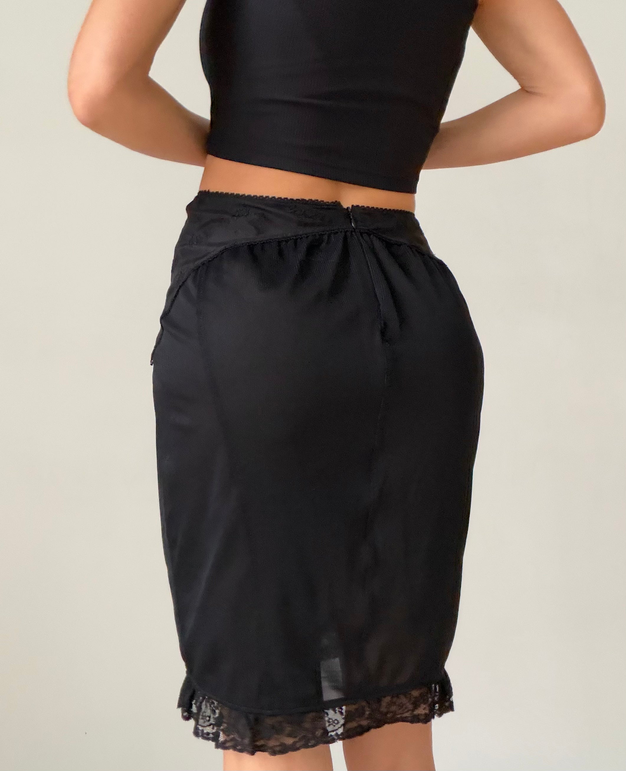 Black Lace Trim Sheer Skirt