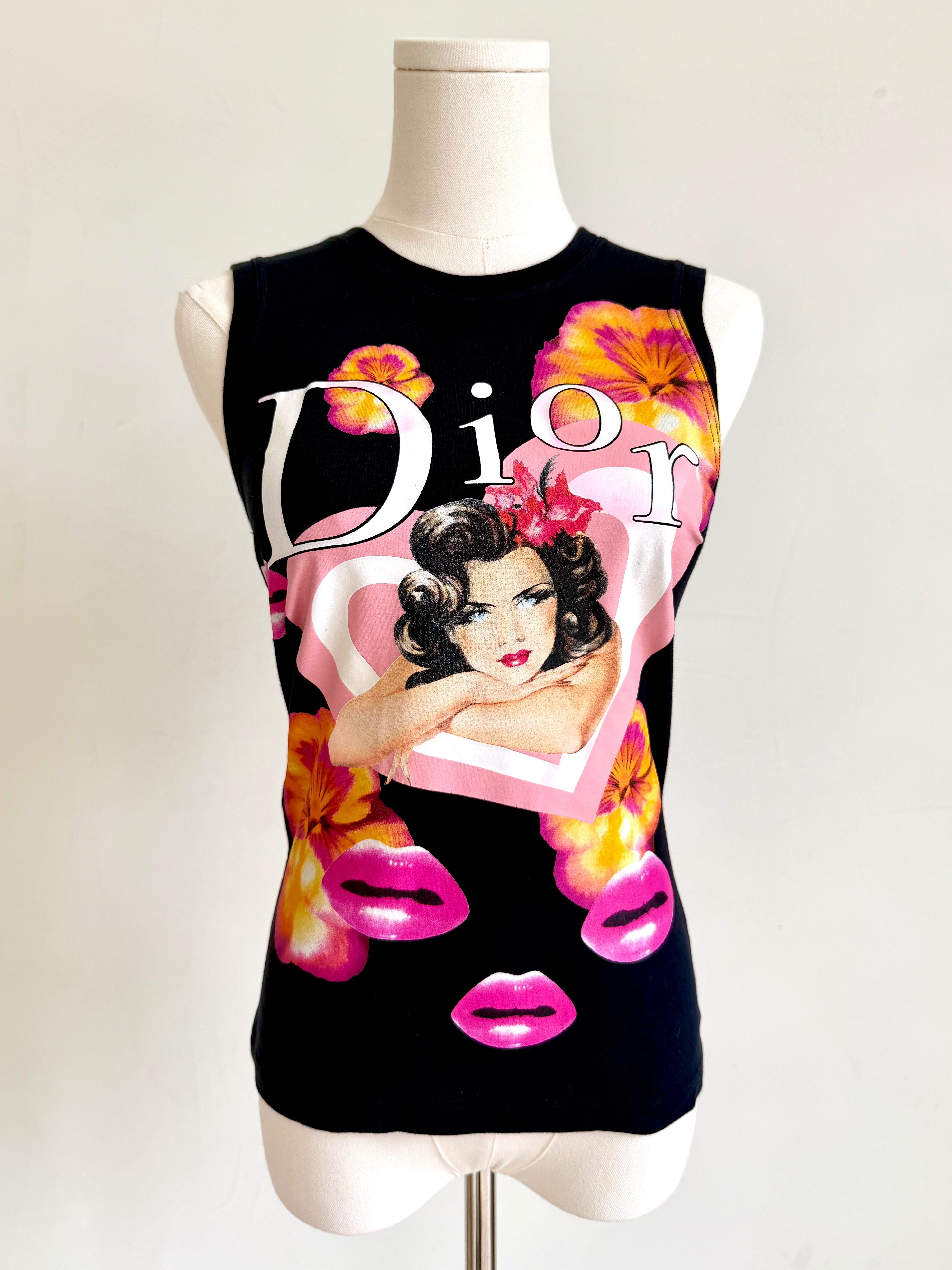 Black Hibiscus & Pin-Up Portrait Tank