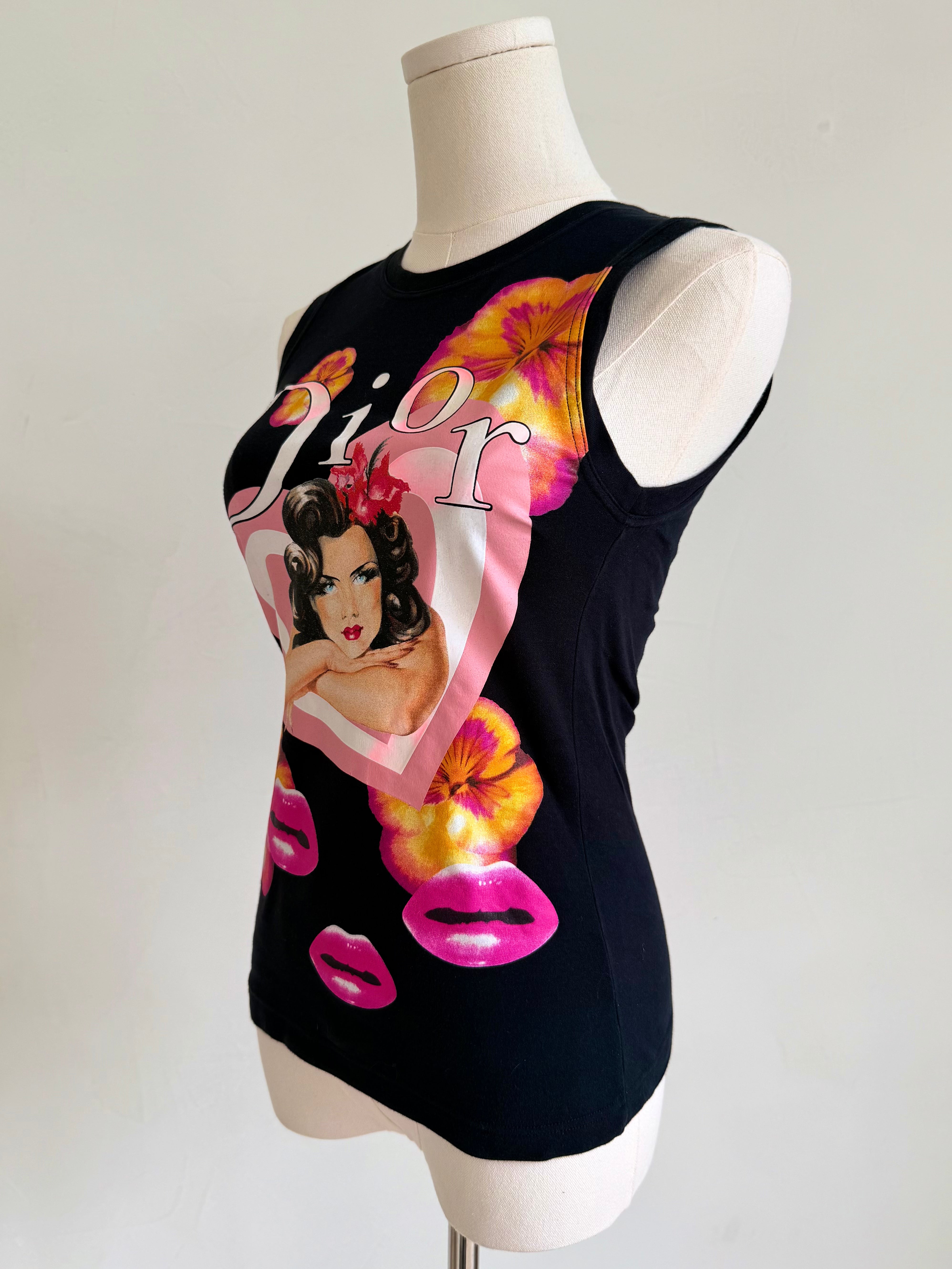Black Hibiscus & Pin-Up Portrait Tank