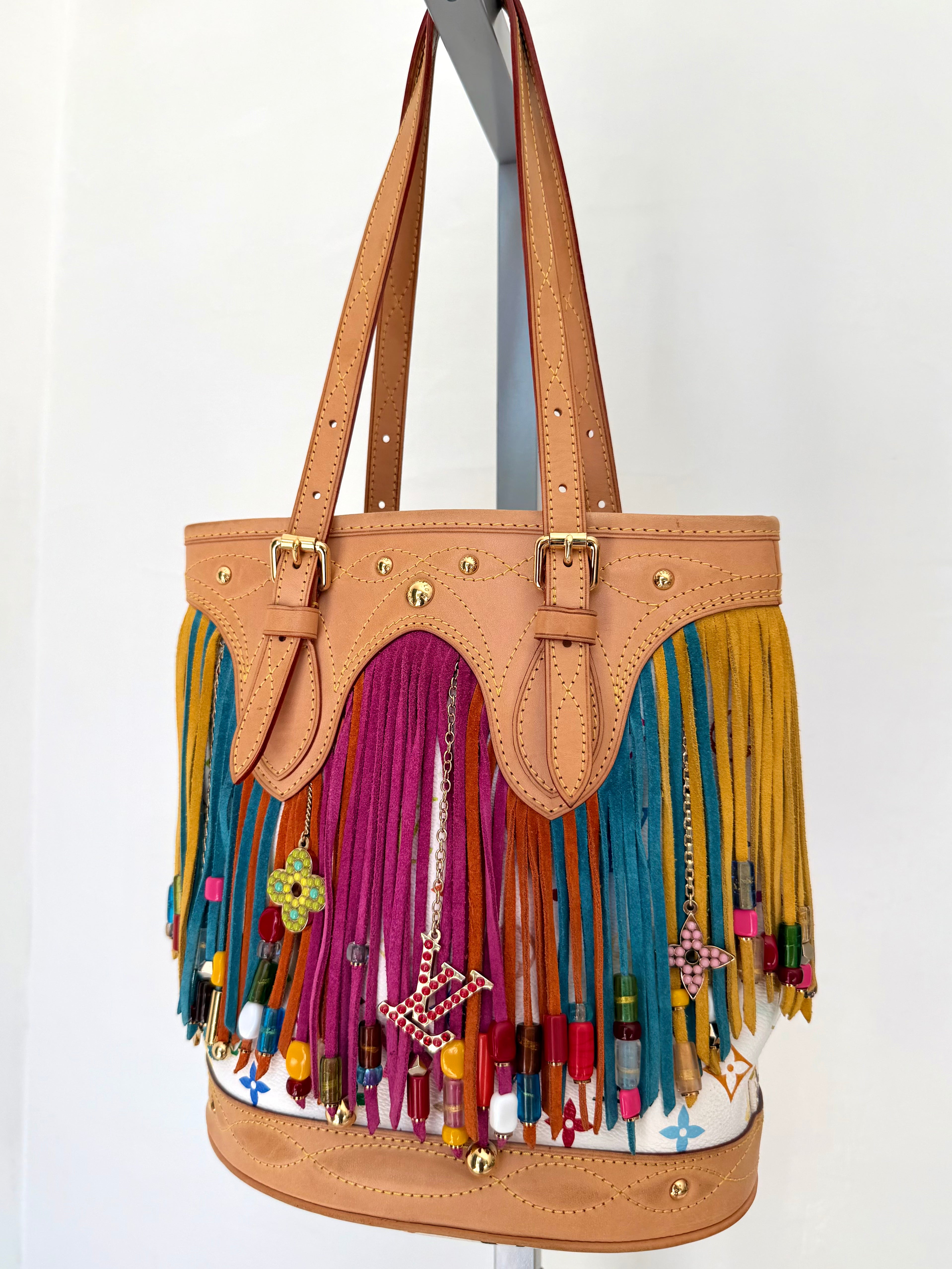 Murakami Multicolor Monogram Fringe Bucket Bag