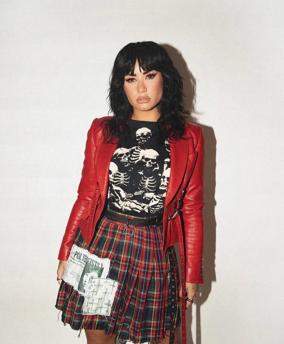 F/W 2003 Red Satin & Lamb Leather Buckle Jacket