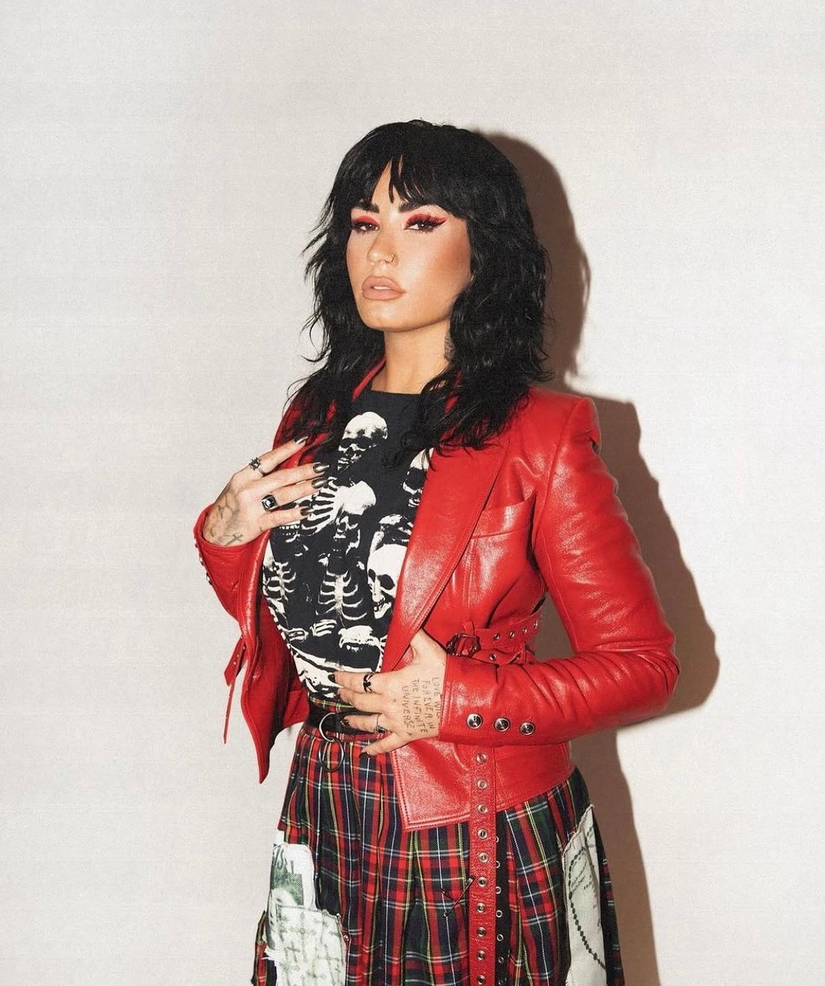 F/W 2003 Red Satin & Lamb Leather Buckle Jacket