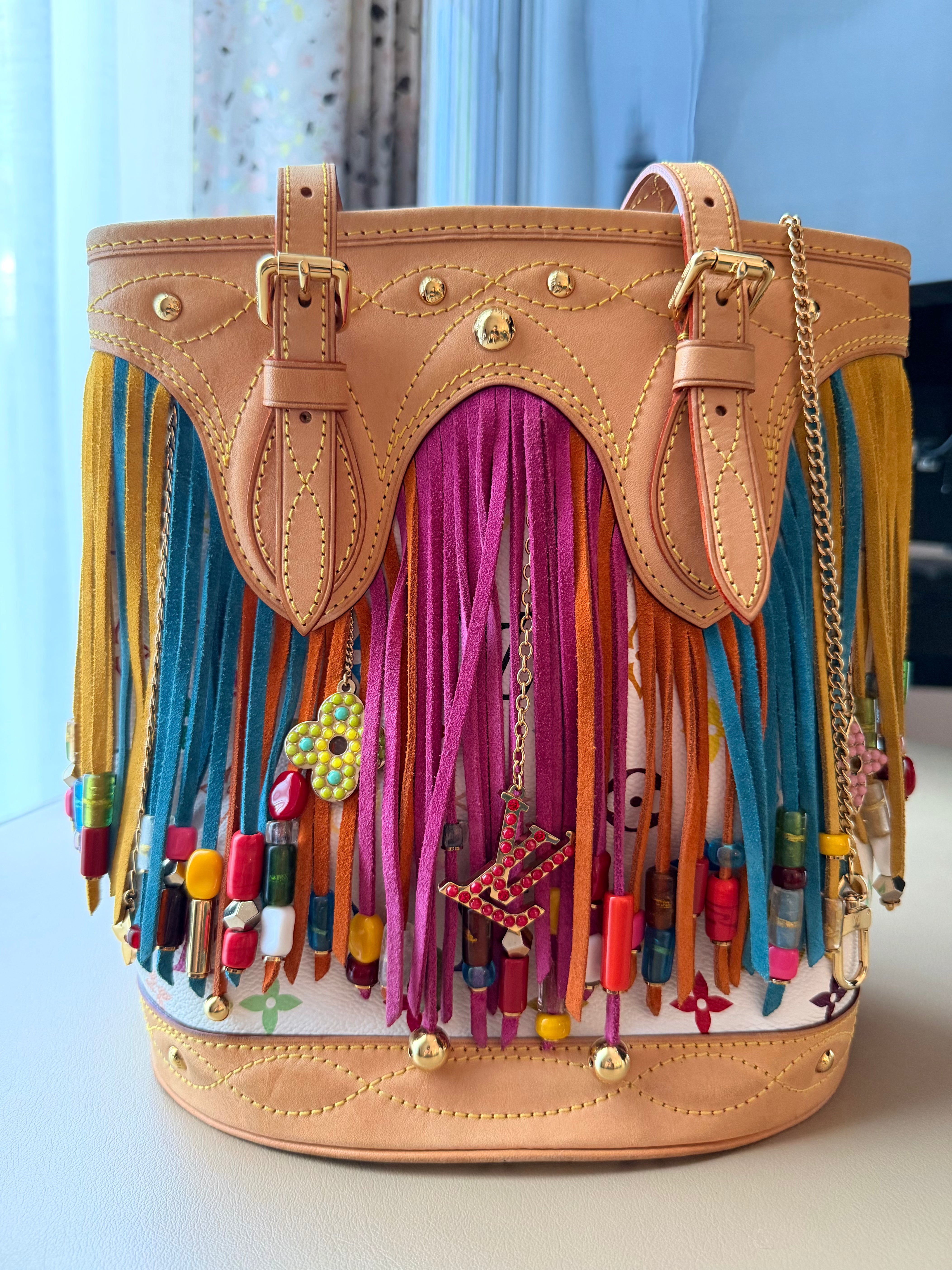 Murakami Multicolor Monogram Fringe Bucket Bag
