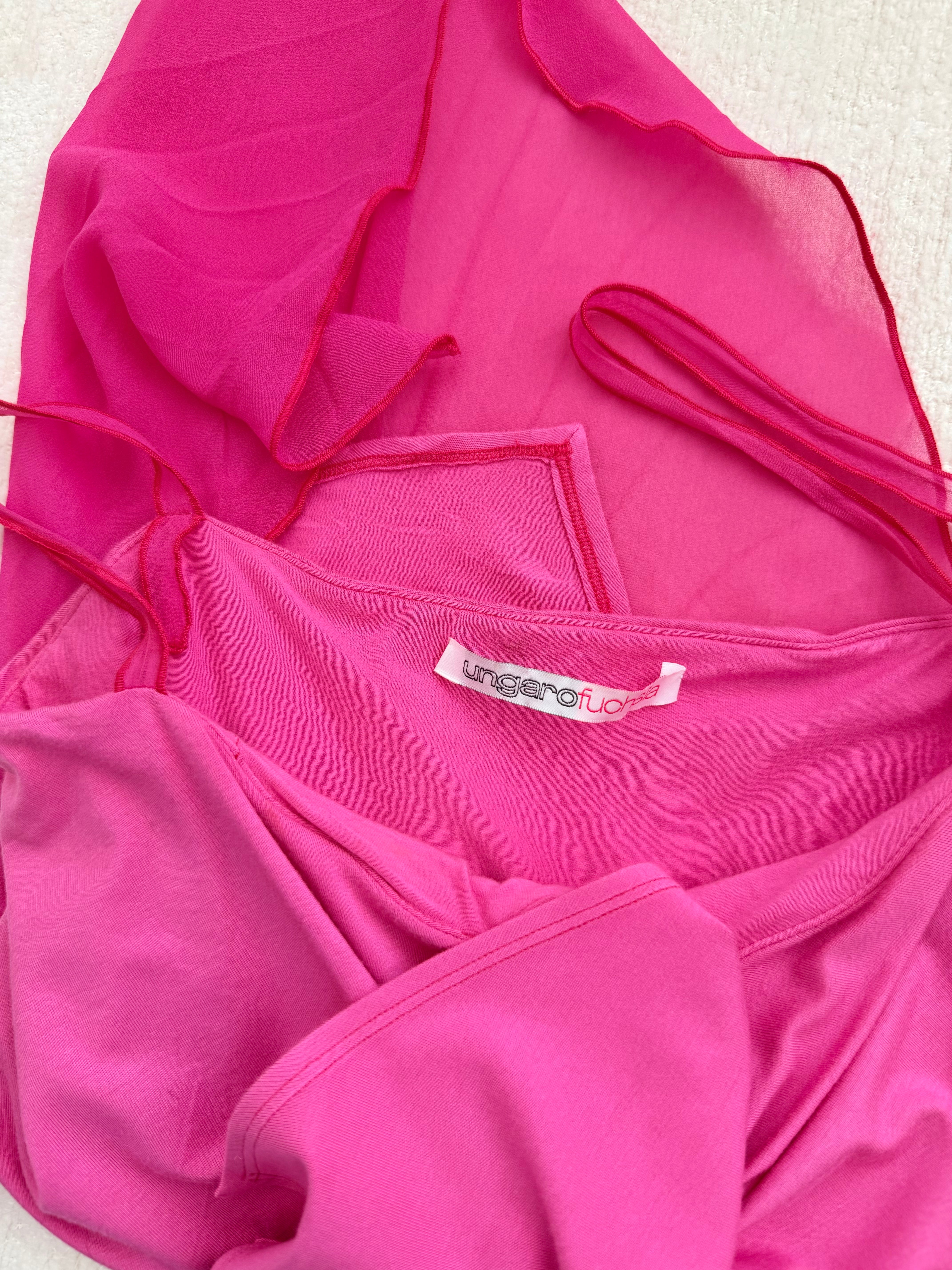 Fuschia Asymmetric Draped Camisole Top