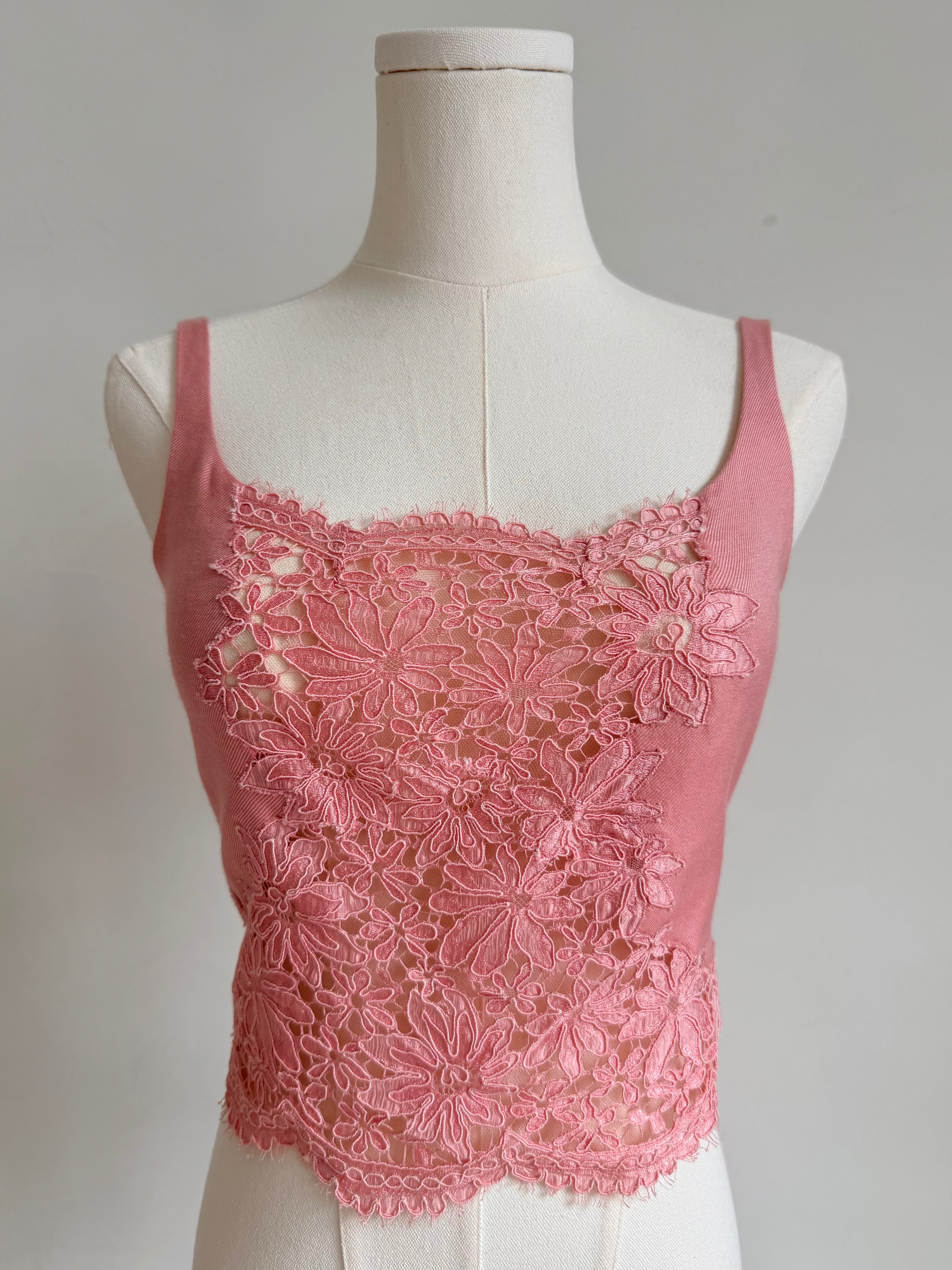S/S 2000 Pink Floral Lace Boutique Top