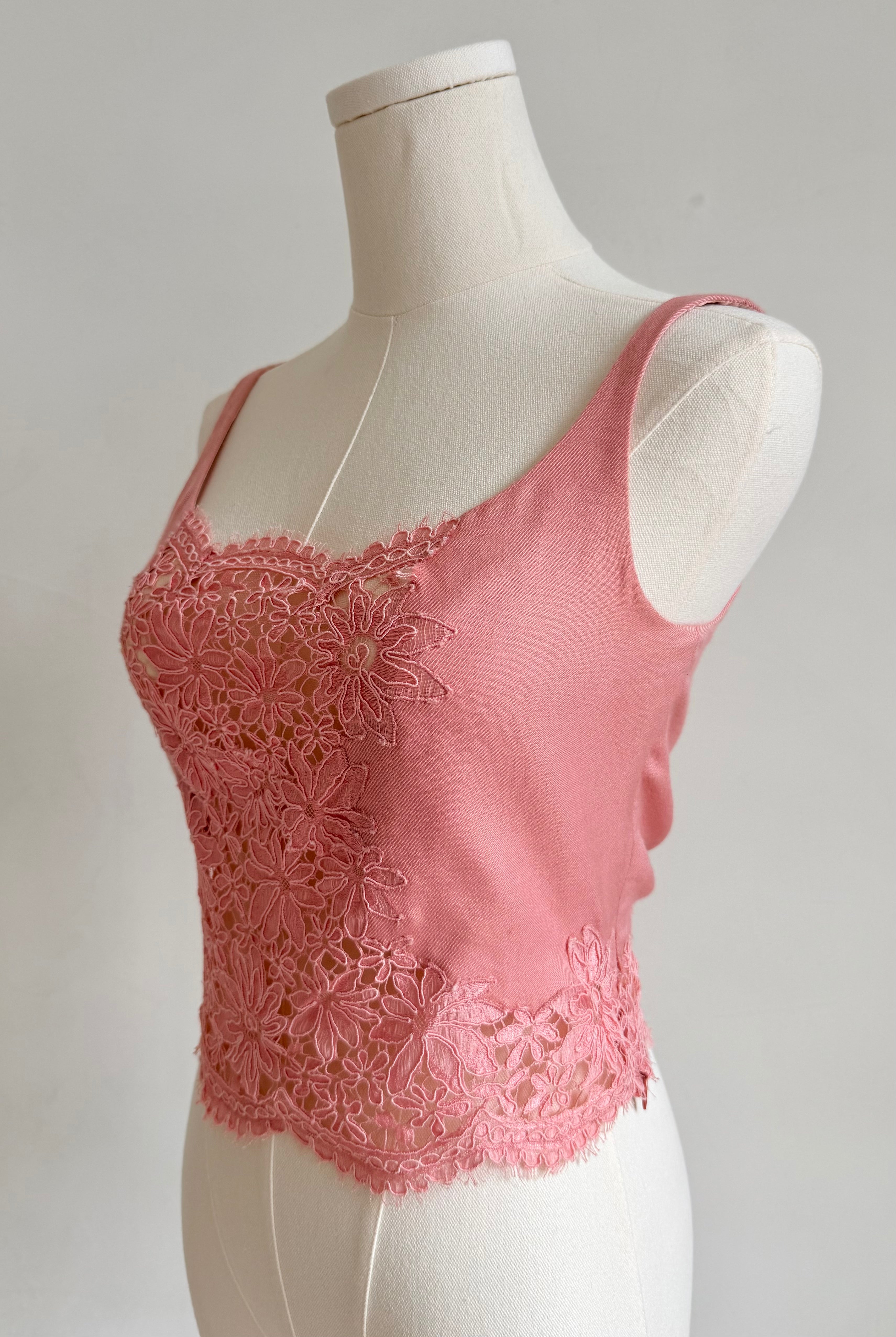 S/S 2000 Pink Floral Lace Boutique Top