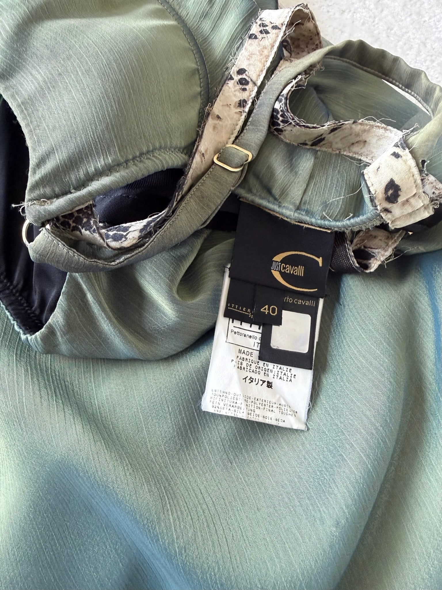 Olive Green Iridescent Silk Mini Dress