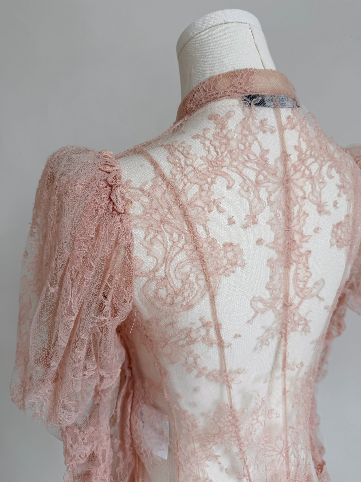 S/S 2017 Blush Sheer Lace Victorian Mini Dress