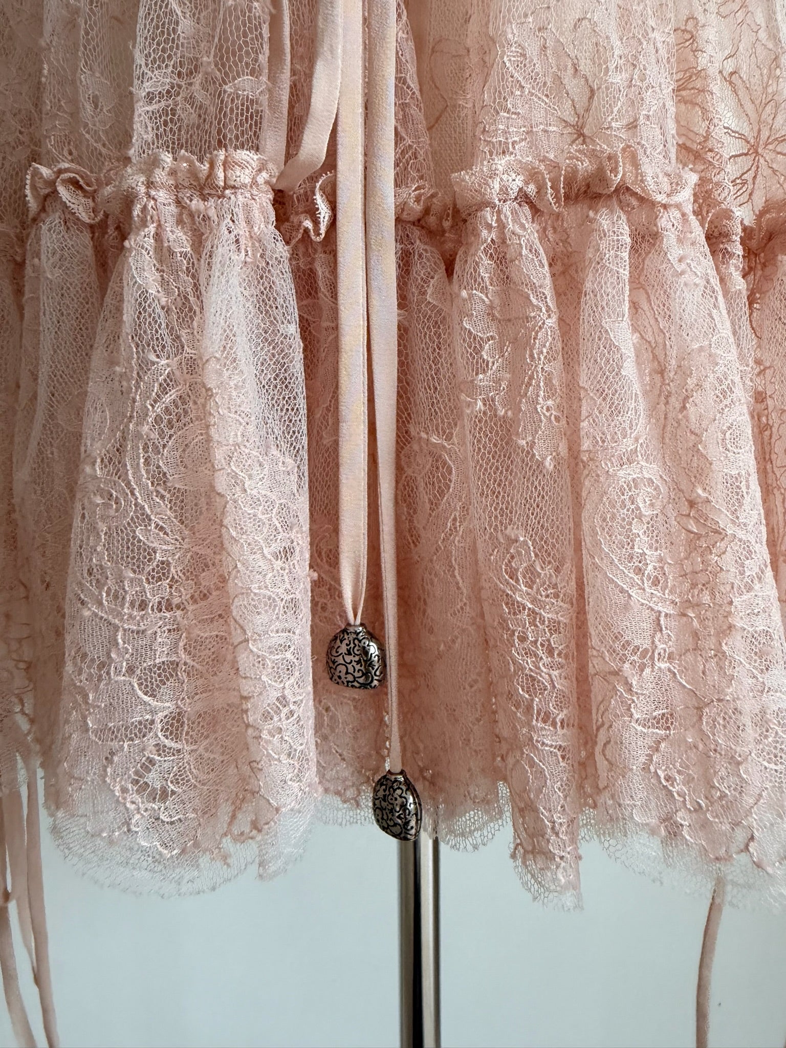 S/S 2017 Blush Sheer Lace Victorian Mini Dress