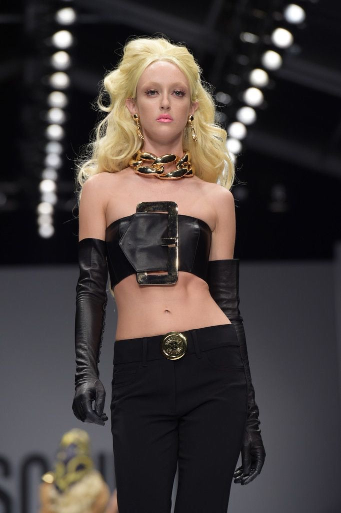 S/S 2015 Black and Gold Belt Buckle Top
