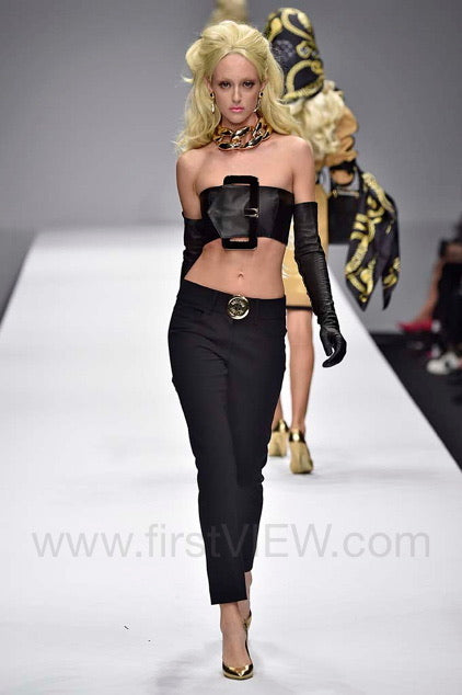 S/S 2015 Black and Gold Belt Buckle Top