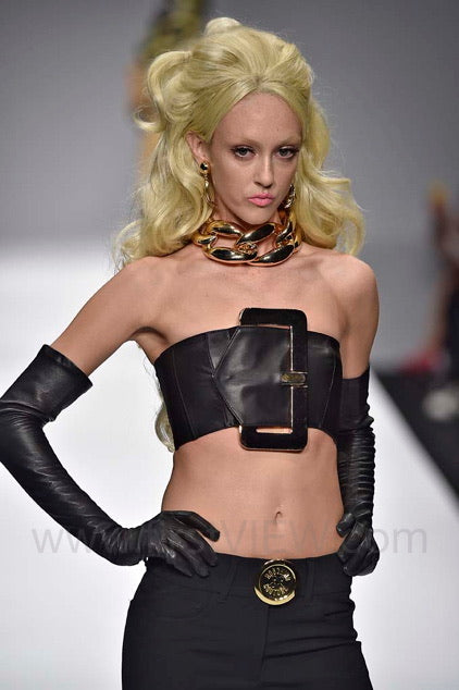 S/S 2015 Black and Gold Belt Buckle Top